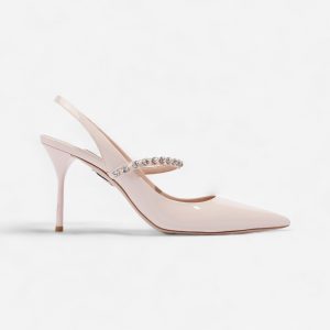 Louis Vuitton Slingback with Crystals 85mm Pale Pink Patent Leather EU 39 UK 6