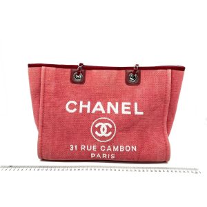 Chanel Deauville Tote Red Denim Small