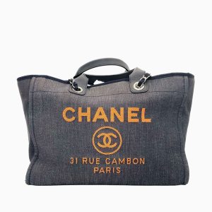 Chanel Deauville Tote Denim Medium Orange Print