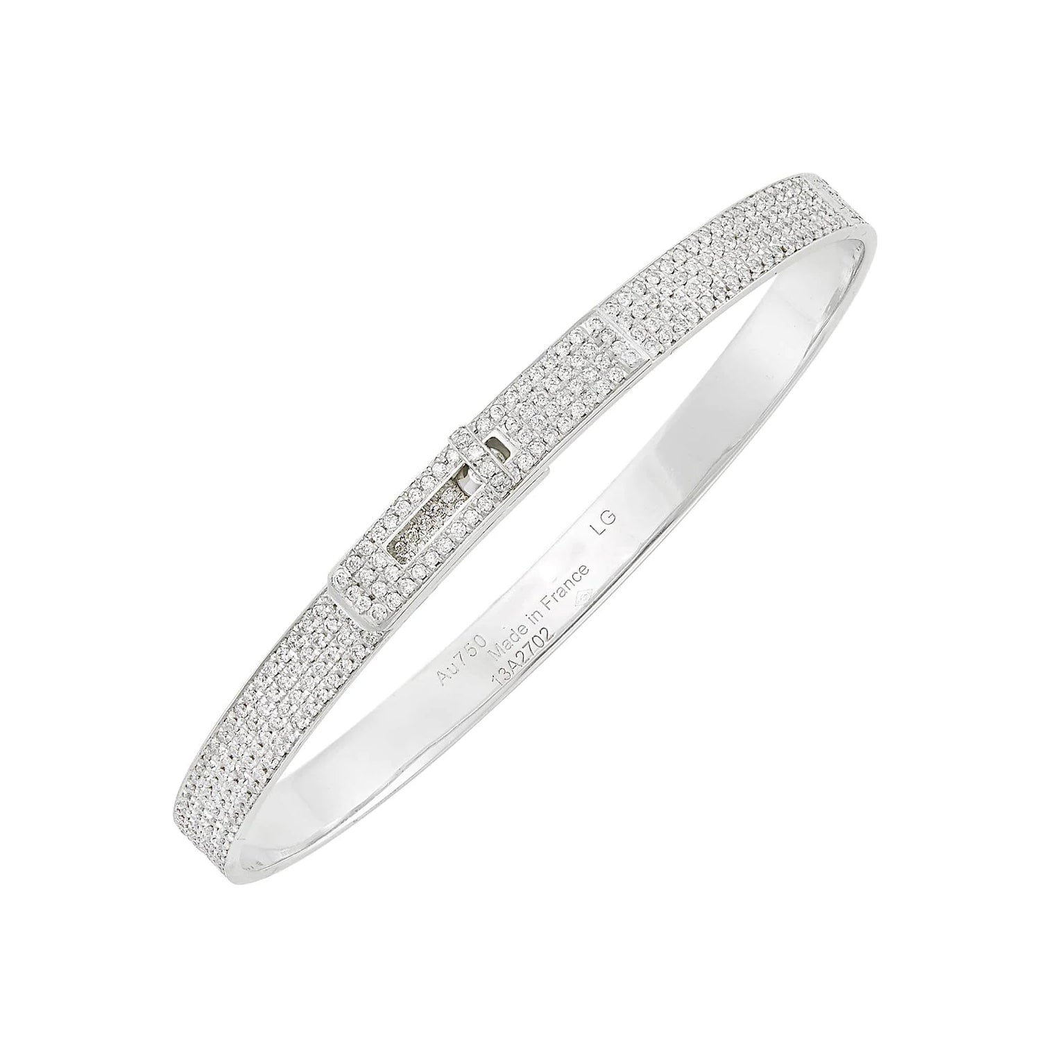 Hermès HM KELLY BRACELET IN SILVER AND FULL PAVE DIAMOND