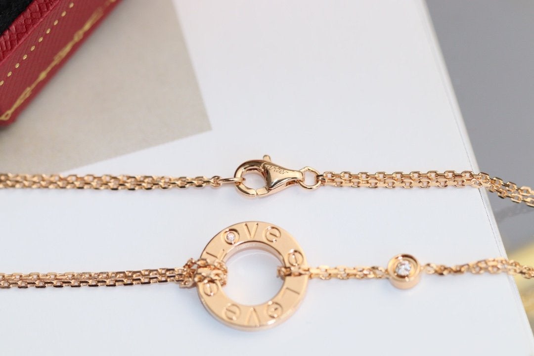 Cartier LOVE NECKLACE ADJUSTABLE ROSE GOLD 2 DIAMOND - Image 8