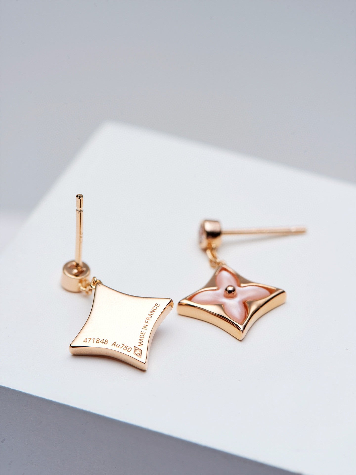 Louis Vuitton DOUBLE STAR PINK GOLD MOP DROP EARRINGS - Image 3