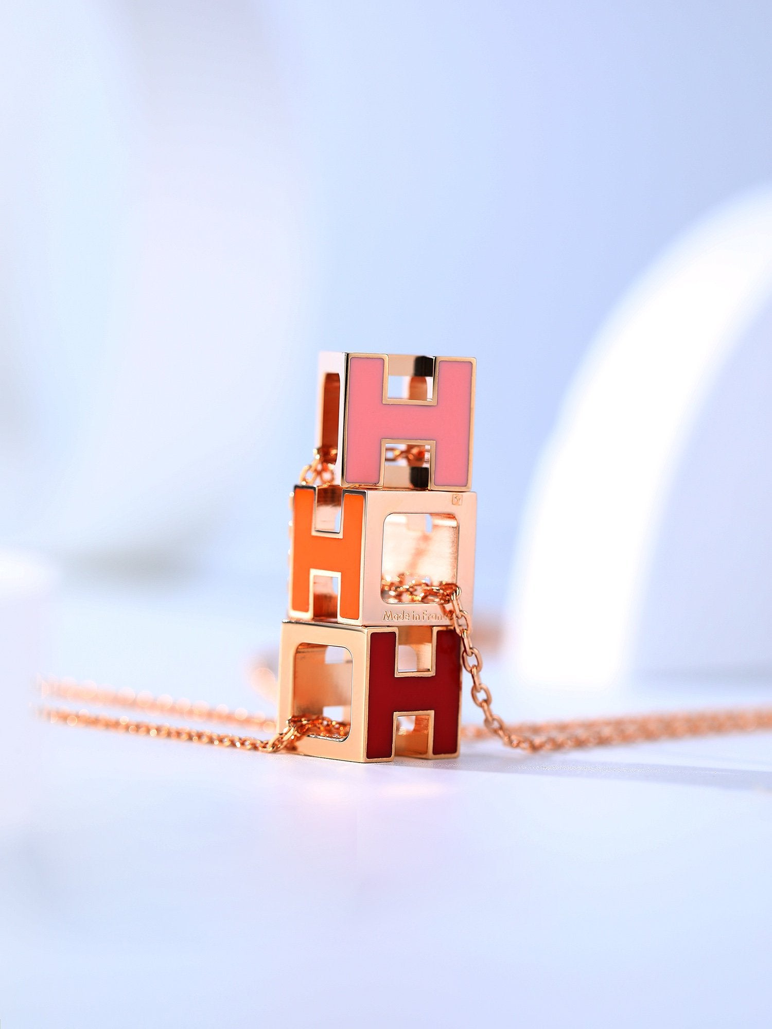 Hermès H CAGE PINK GOLD NECKLACE - Image 7
