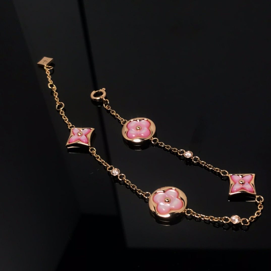 Louis Vuitton STAR AND SUN 4 MOTIF PINK MOP PINK GOLD BRACELET - Image 2