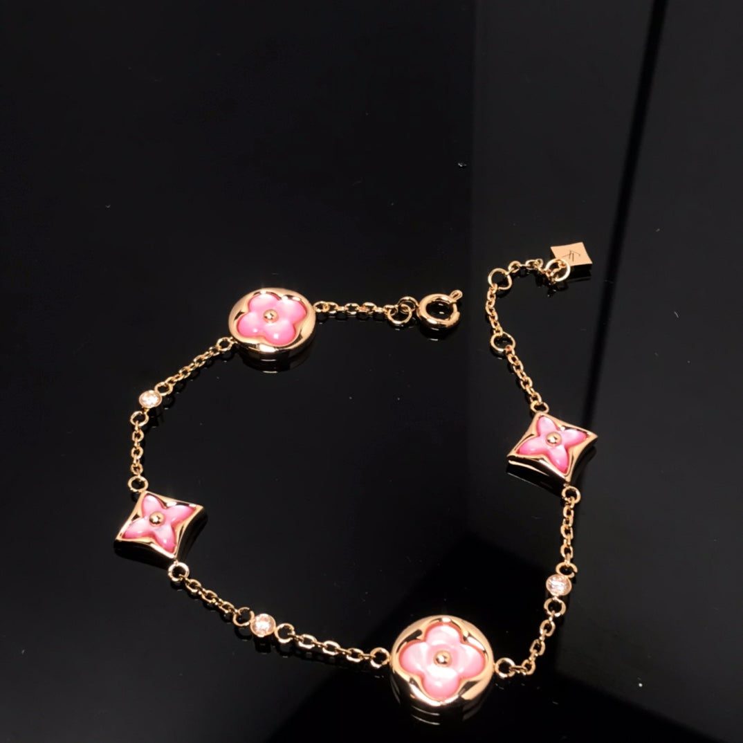Louis Vuitton STAR AND SUN 4 MOTIF PINK MOP PINK GOLD BRACELET - Image 3