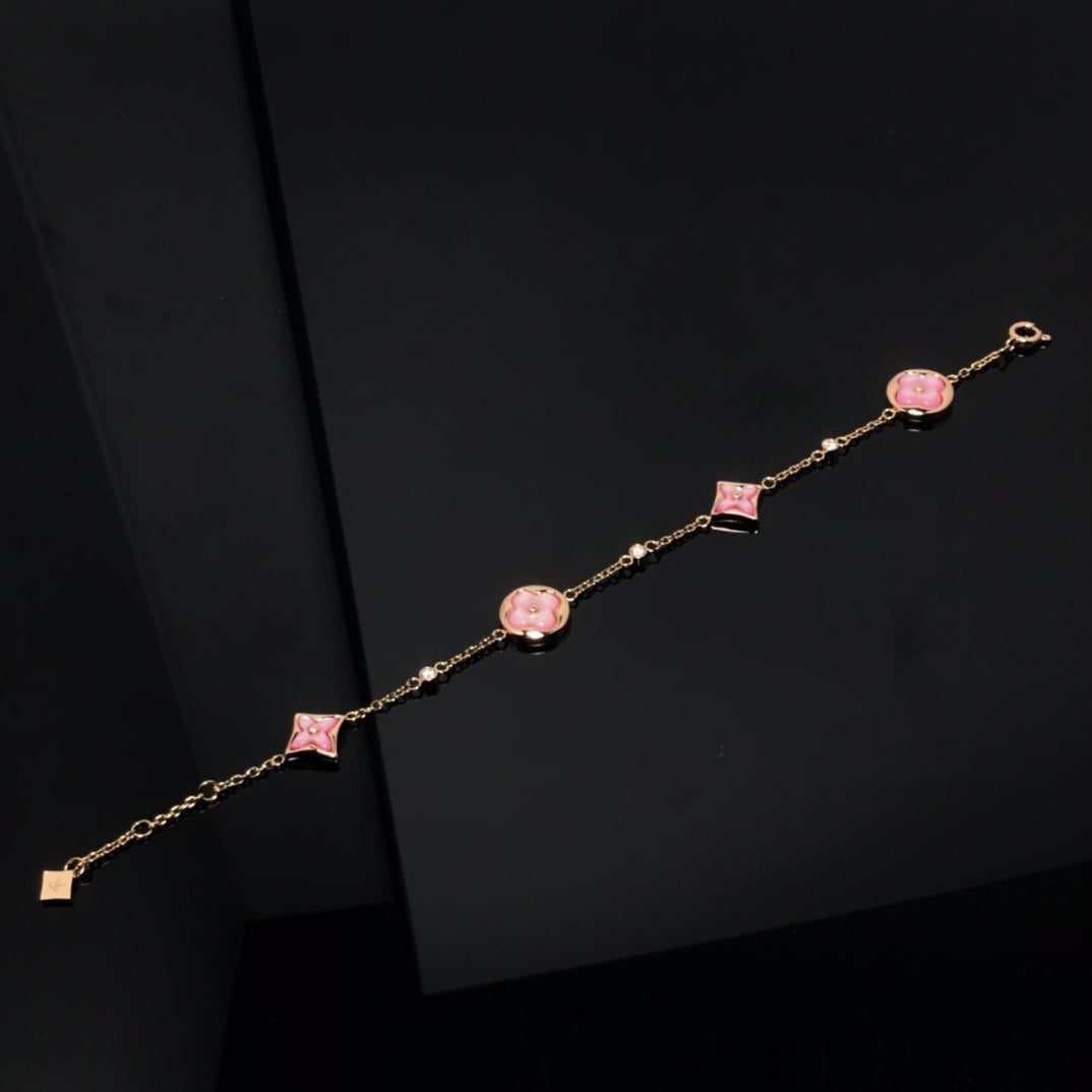 Louis Vuitton STAR AND SUN 4 MOTIF PINK MOP PINK GOLD BRACELET - Image 4