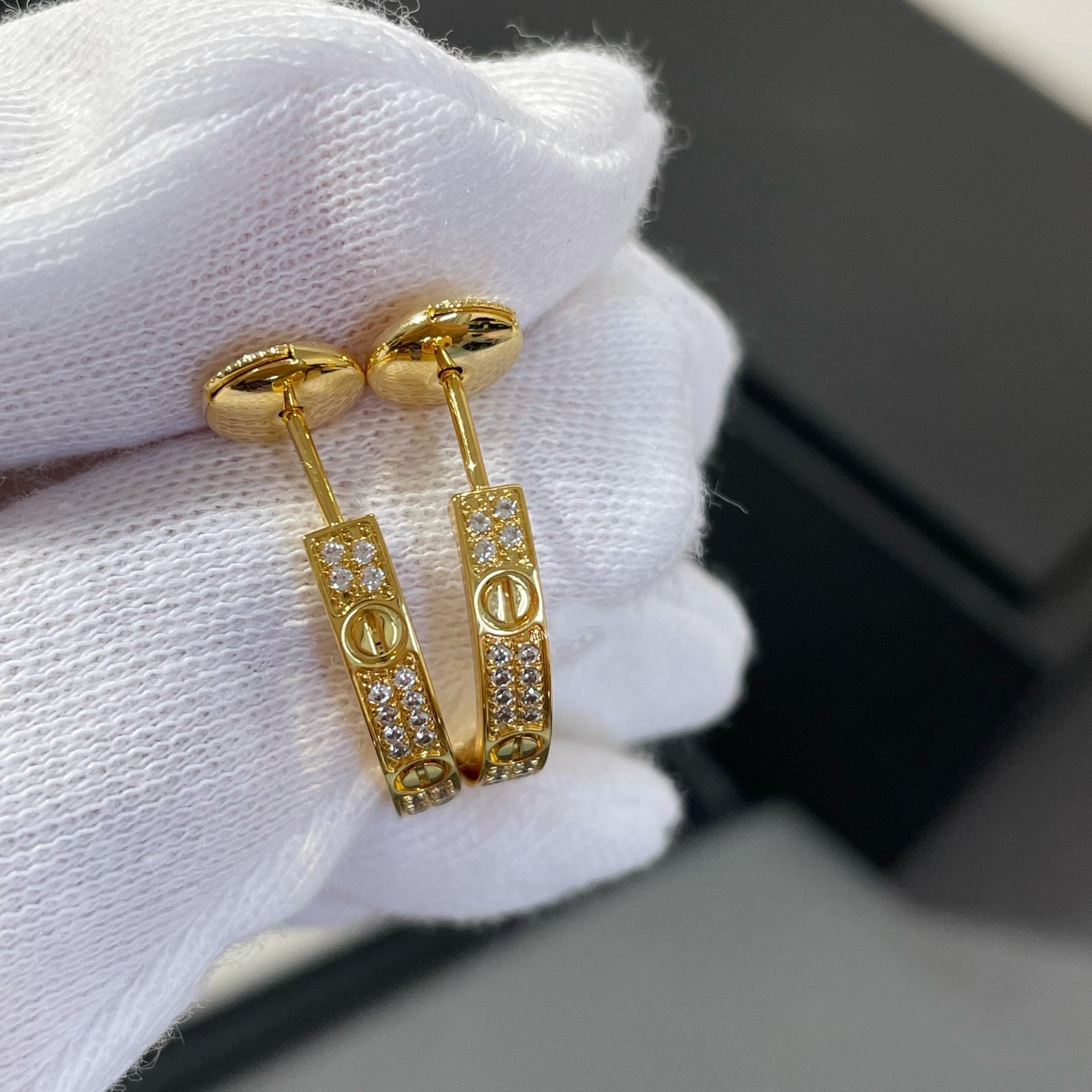 Cartier LOVE DIAMOND GOLD HOOP EARRINGS - Image 2