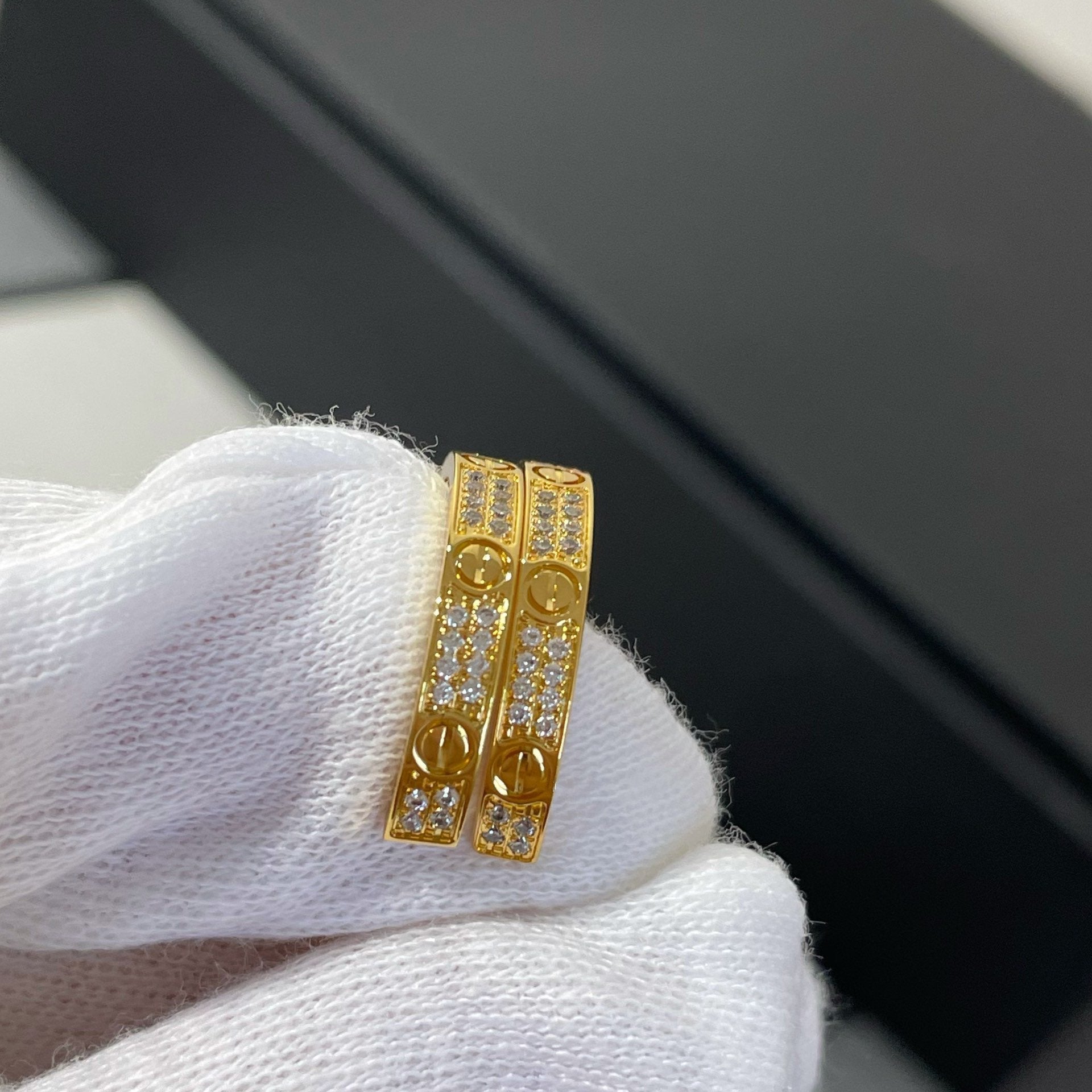 Cartier LOVE DIAMOND GOLD HOOP EARRINGS - Image 3