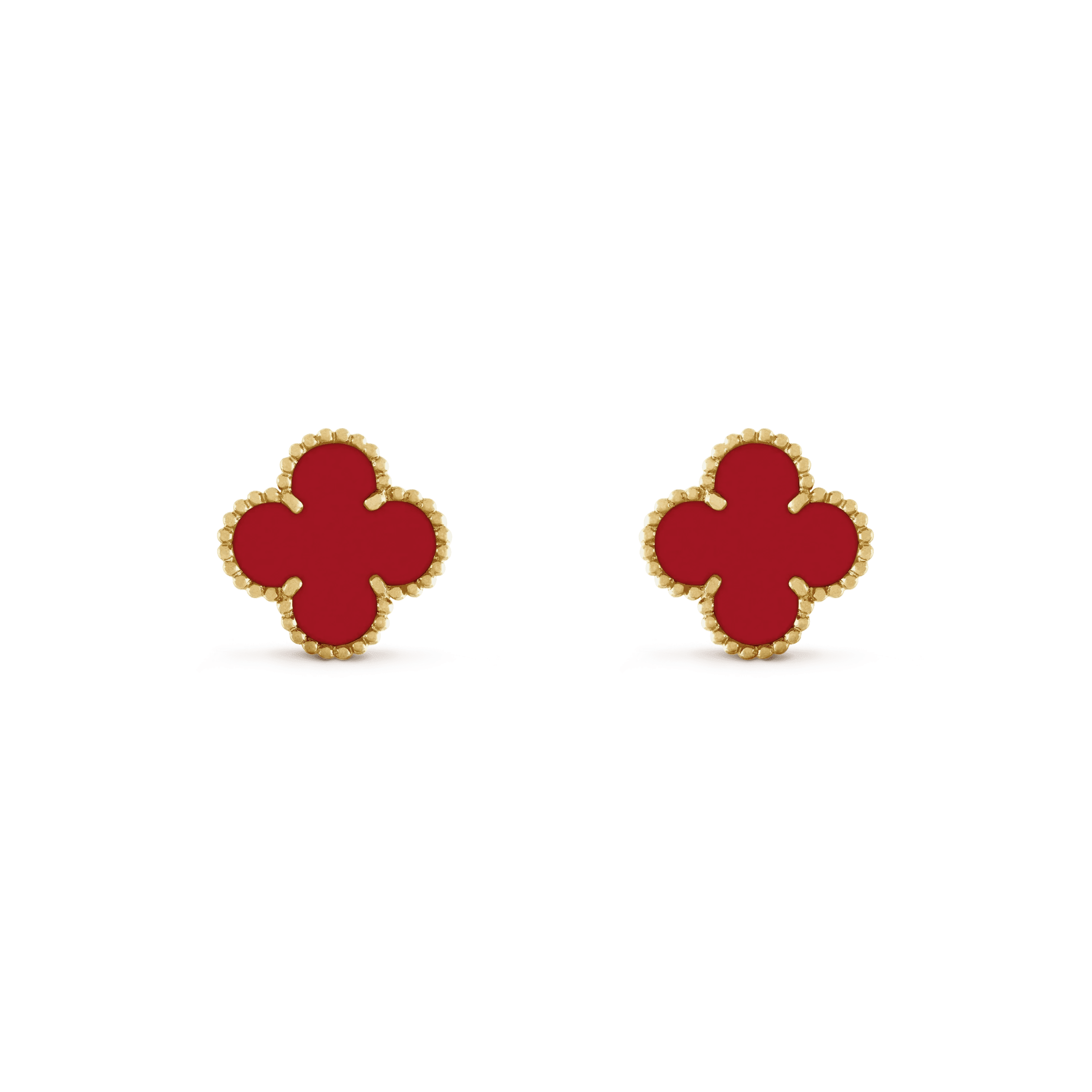 Van Cleef & Arpels CLOVER MINI 9.5MM CARNELIAN EARRINGS
