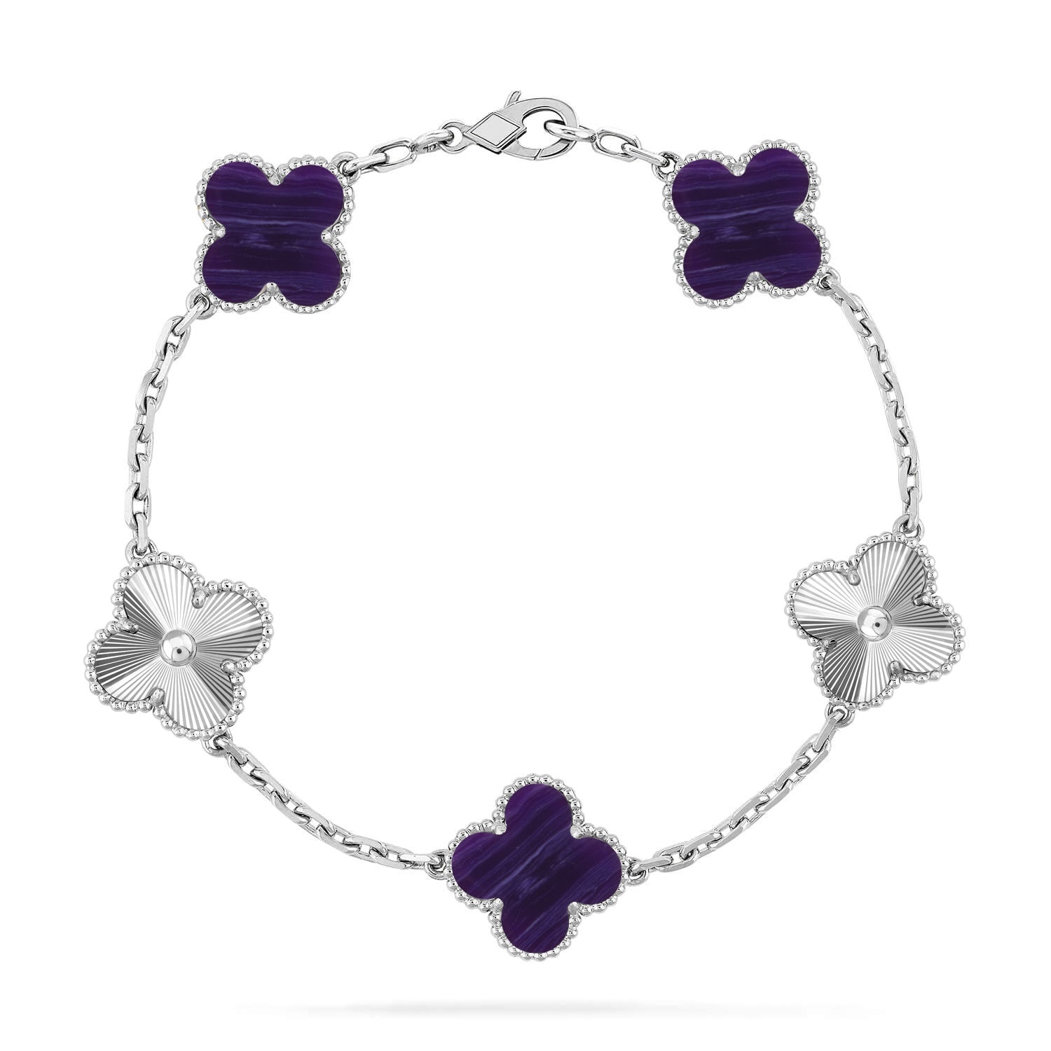 Van Cleef & Arpels CLOVER 5 MOTIF PURPLE STRIPES BRACELET COLLECTION - Image 10