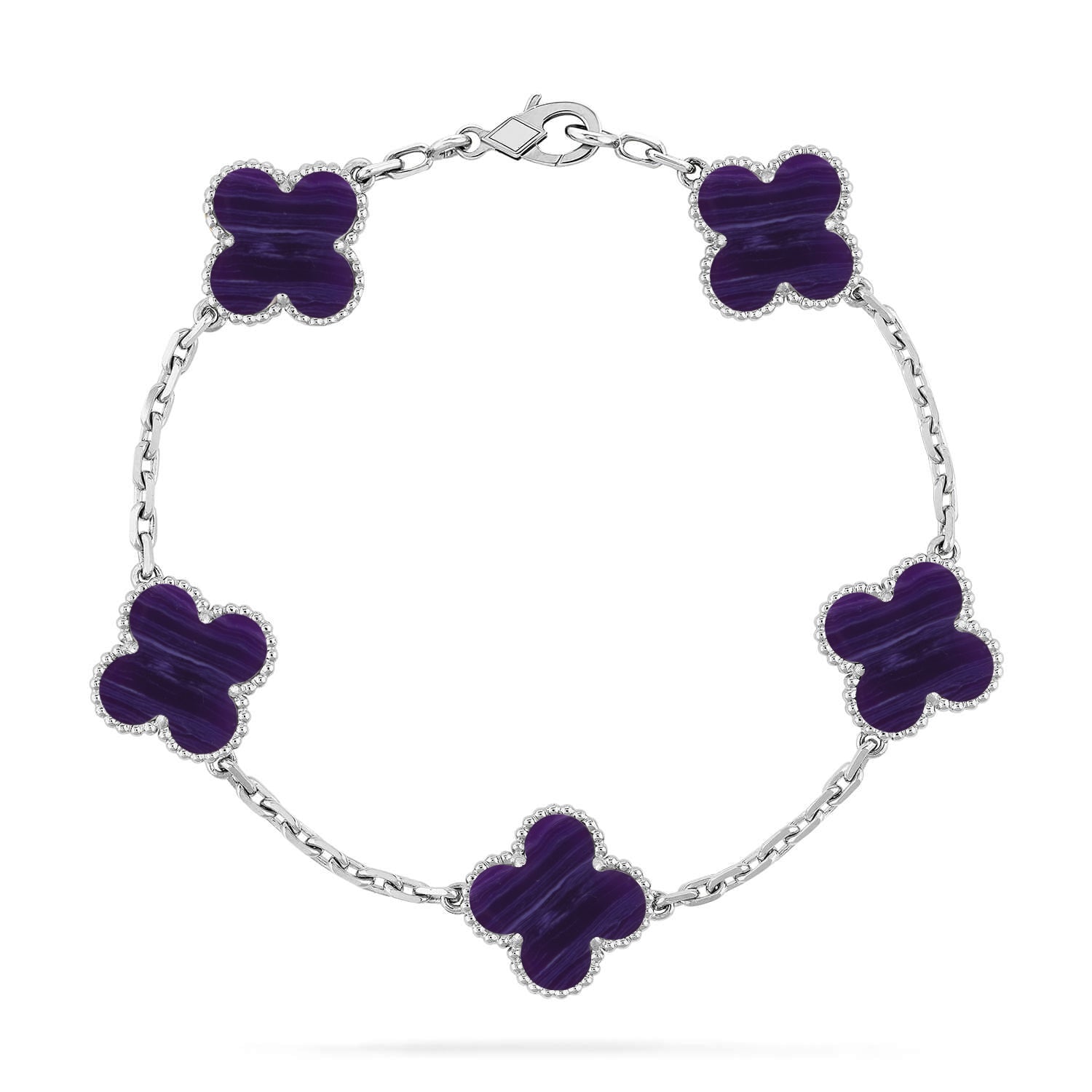 Van Cleef & Arpels CLOVER 5 MOTIF PURPLE STRIPES BRACELET COLLECTION - Image 8