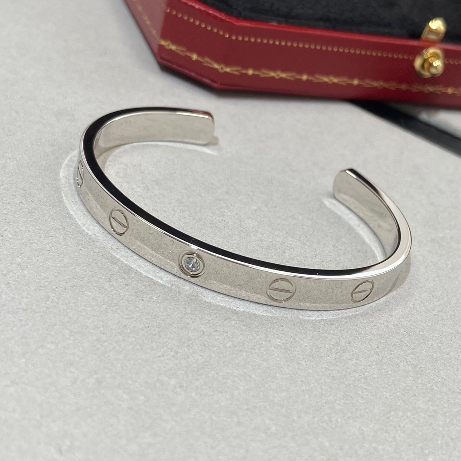 Cartier LOVE BRACELET 6.1MM 1 DIAMOND OPEN CUFF - Image 2