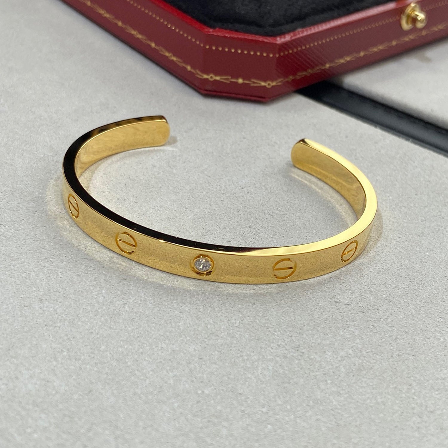 Cartier LOVE BRACELET 6.1MM 1 DIAMOND OPEN CUFF - Image 5