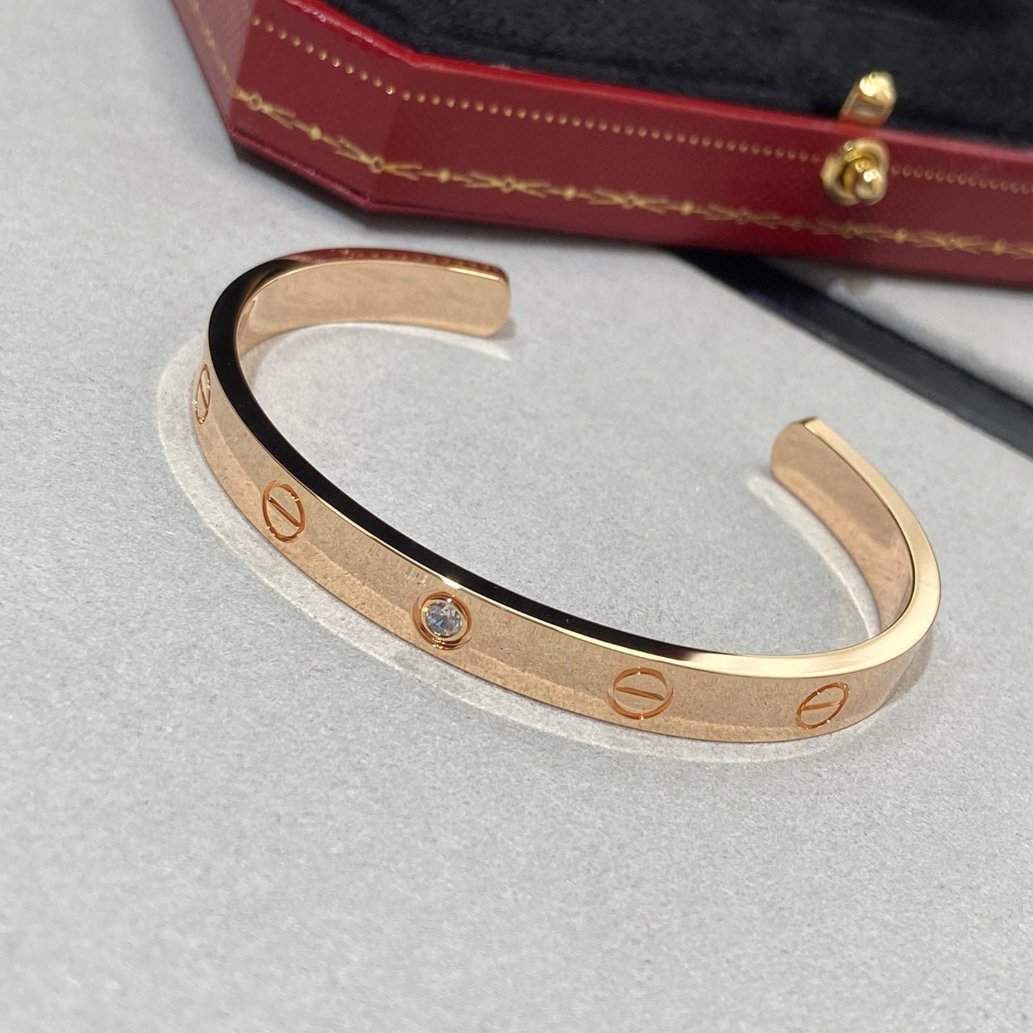 Cartier LOVE BRACELET 6.1MM 1 DIAMOND OPEN CUFF - Image 8
