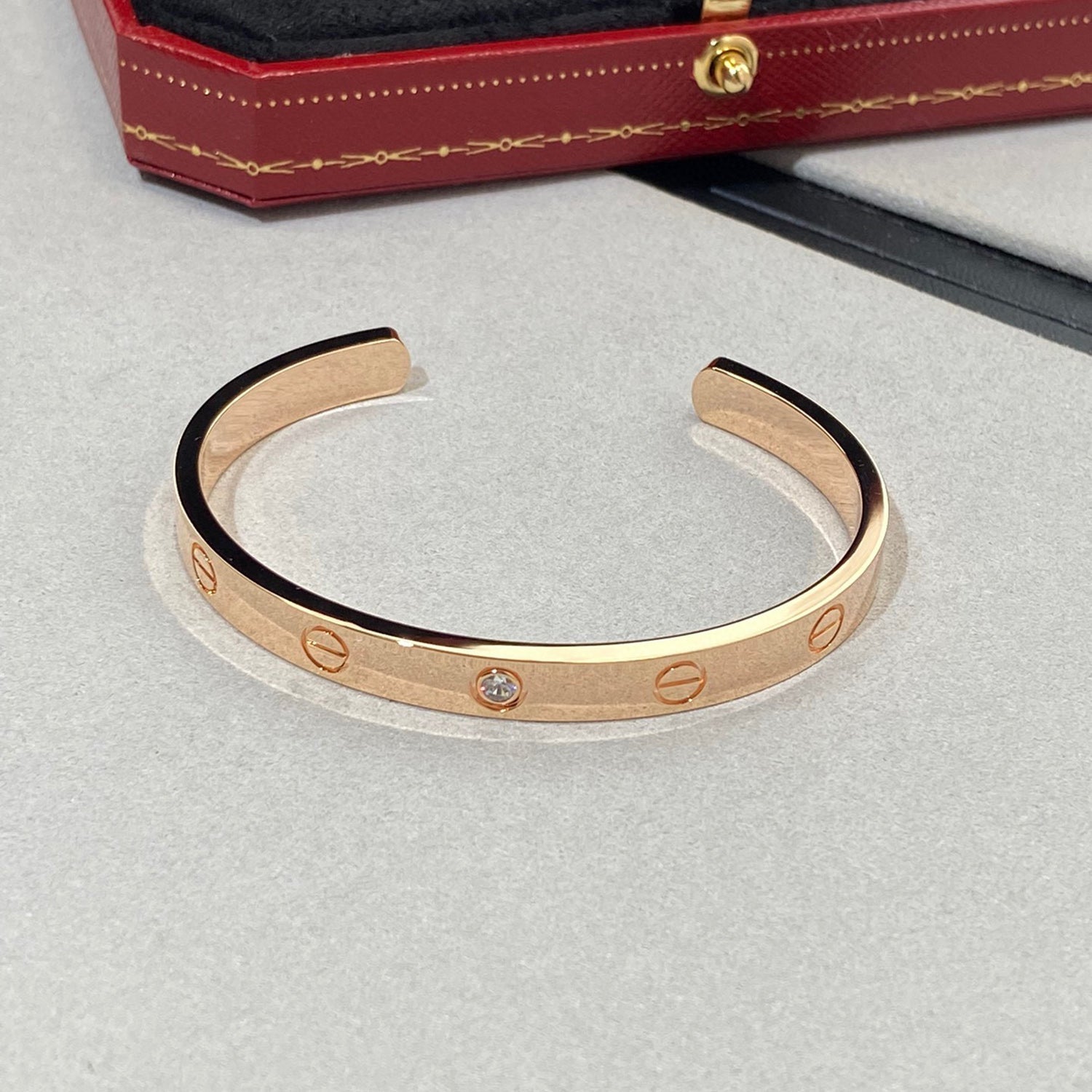 Cartier LOVE BRACELET 6.1MM 1 DIAMOND OPEN CUFF - Image 9