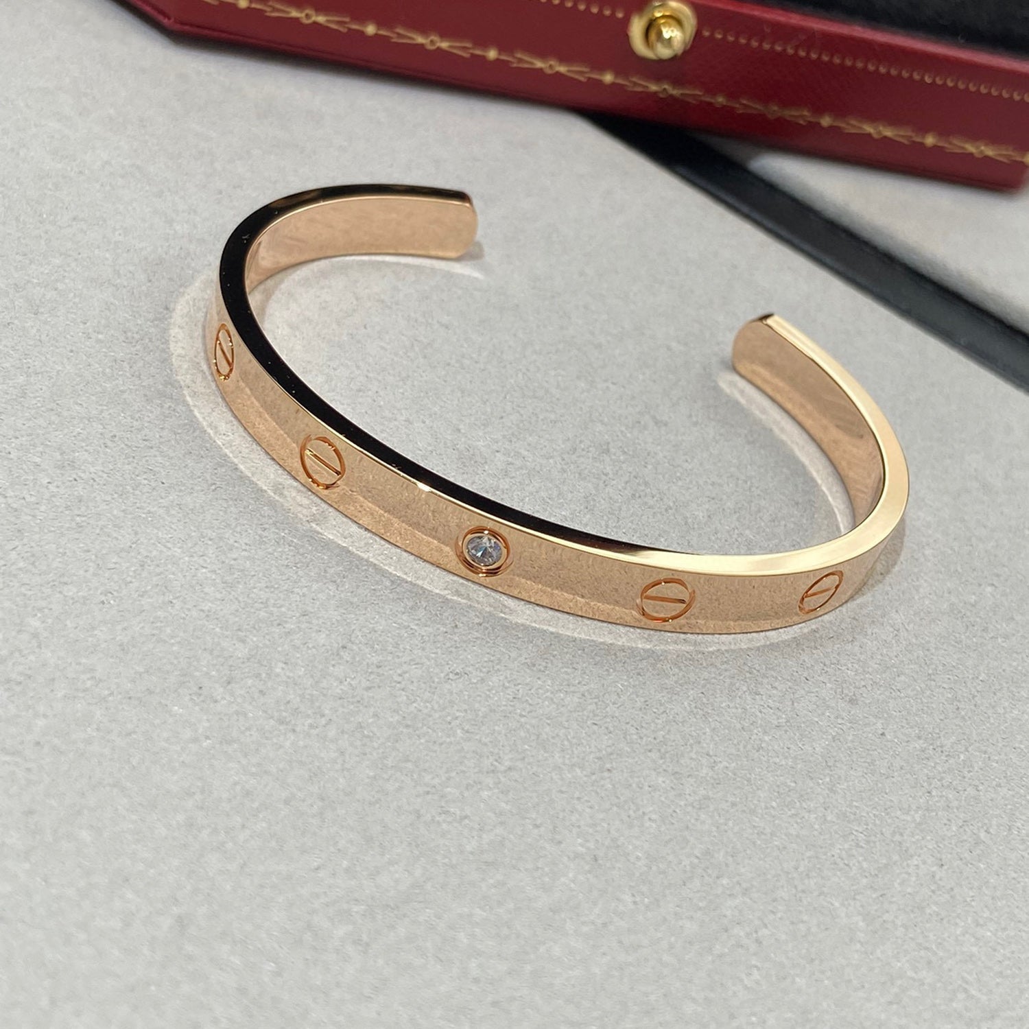 Cartier LOVE BRACELET 6.1MM 1 DIAMOND OPEN CUFF - Image 10