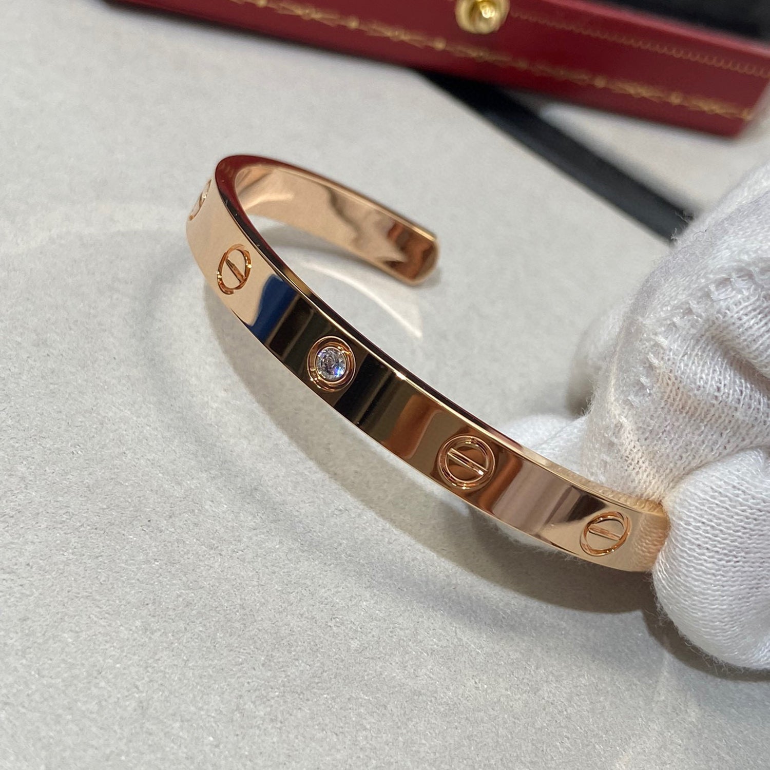 Cartier LOVE BRACELET 6.1MM 1 DIAMOND OPEN CUFF - Image 12
