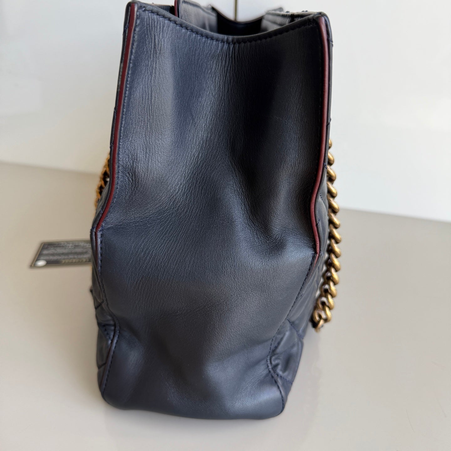 Chanel Perfect Edge Tote Quilted Navy Leather Antique Gold Hardware - Image 4