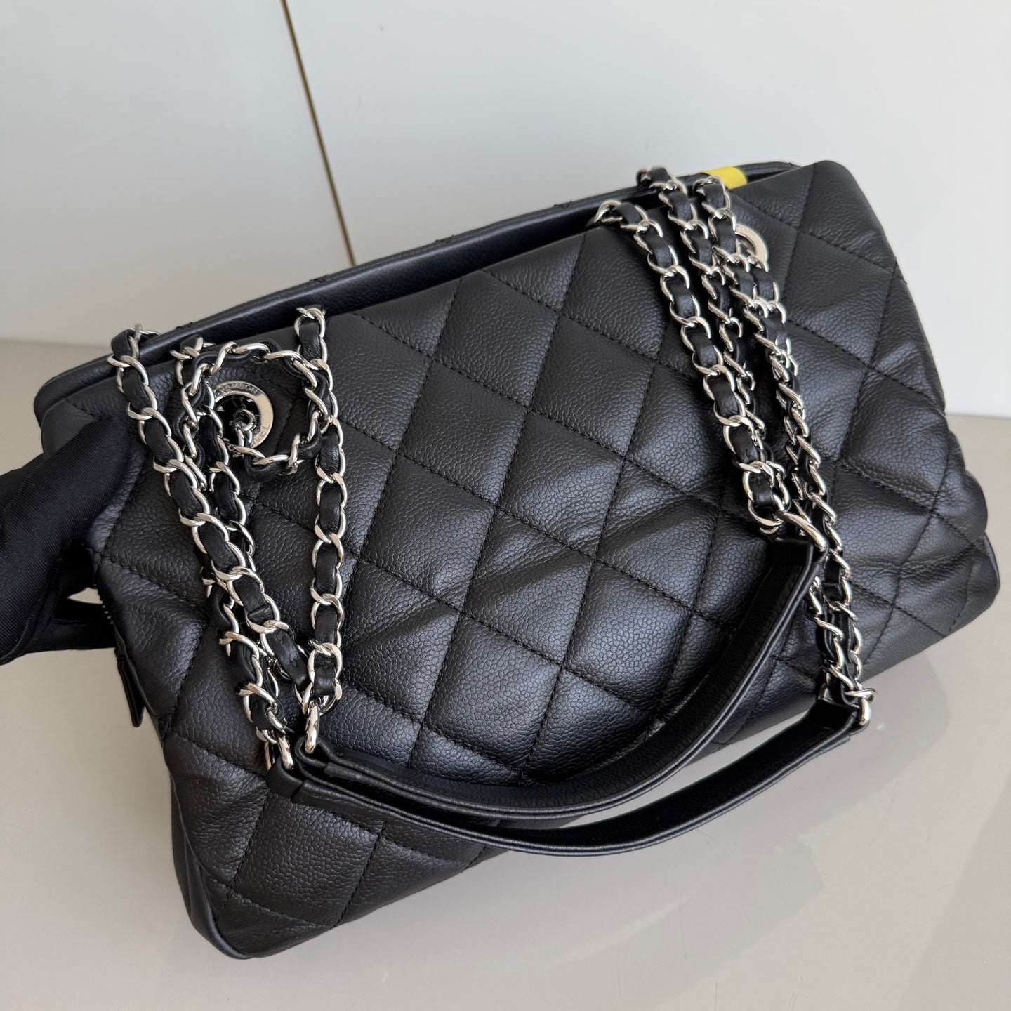 Chanel CC Logo Tote Black Soft Quilted Caviar Leather Silver Hardware 2011-2012 - Image 2