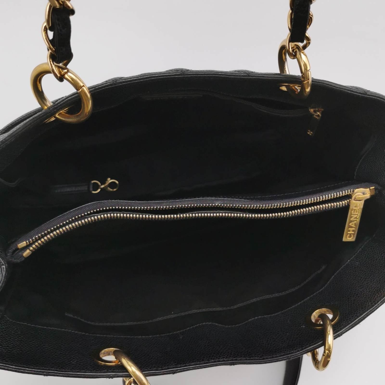 Chanel GST Grand Shopping Tote 2011 Black Caviar Leather PM Medium - Image 4