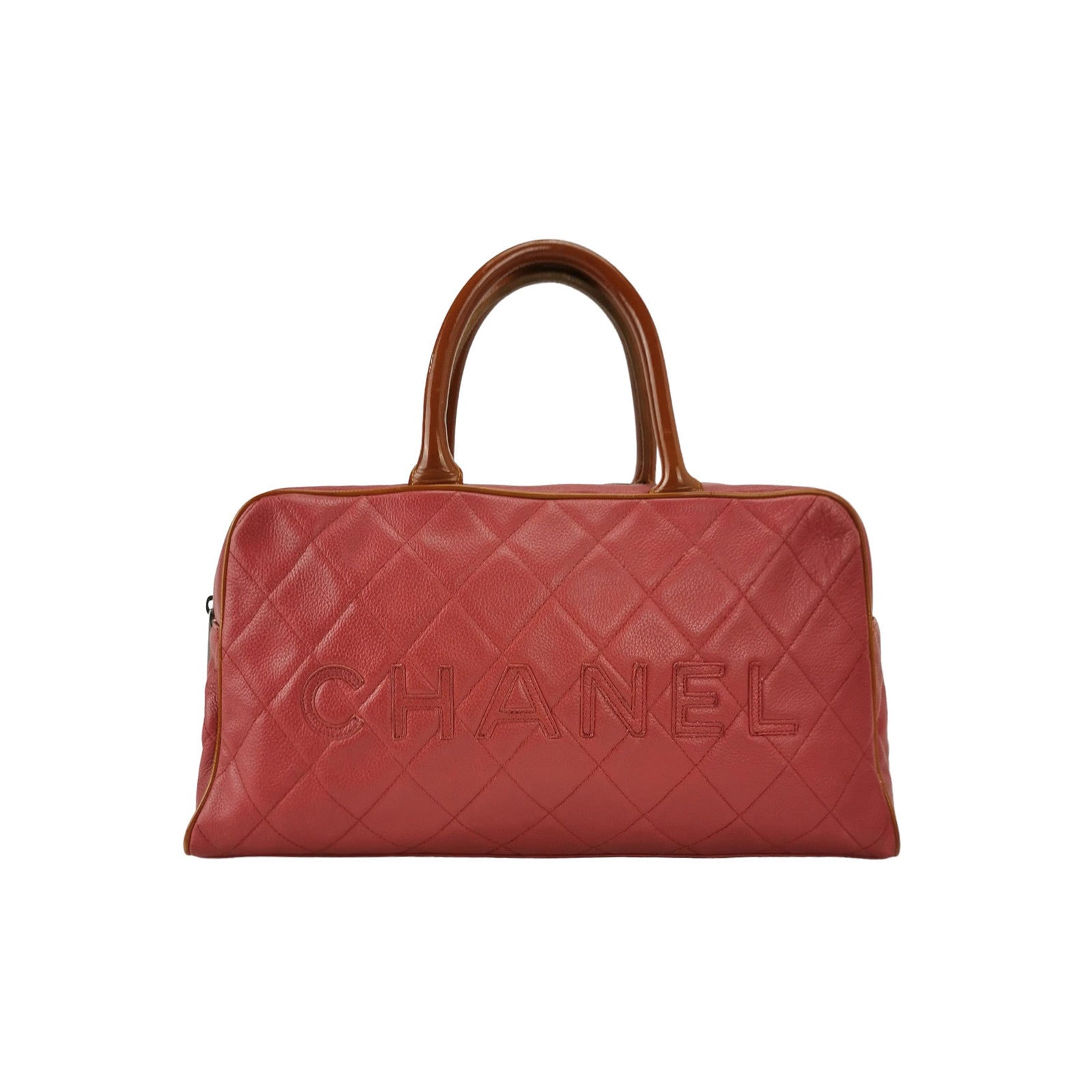 CHANEL Caviar Quilted Large Bowler Bag Red