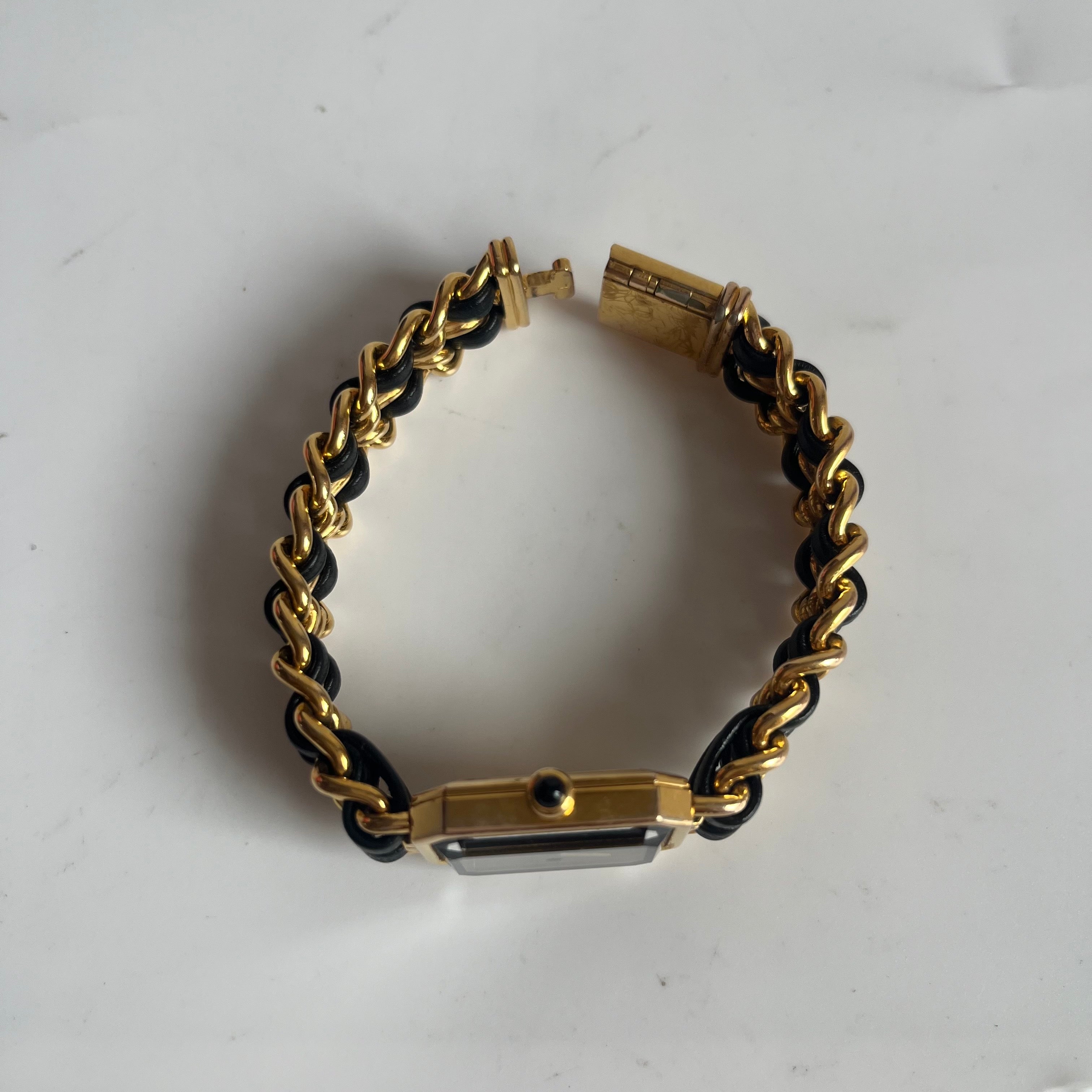CHANEL 1987 Vintage PREMIERE Watch L Black Leather and 24KT Yellow Gold Plated - Image 3