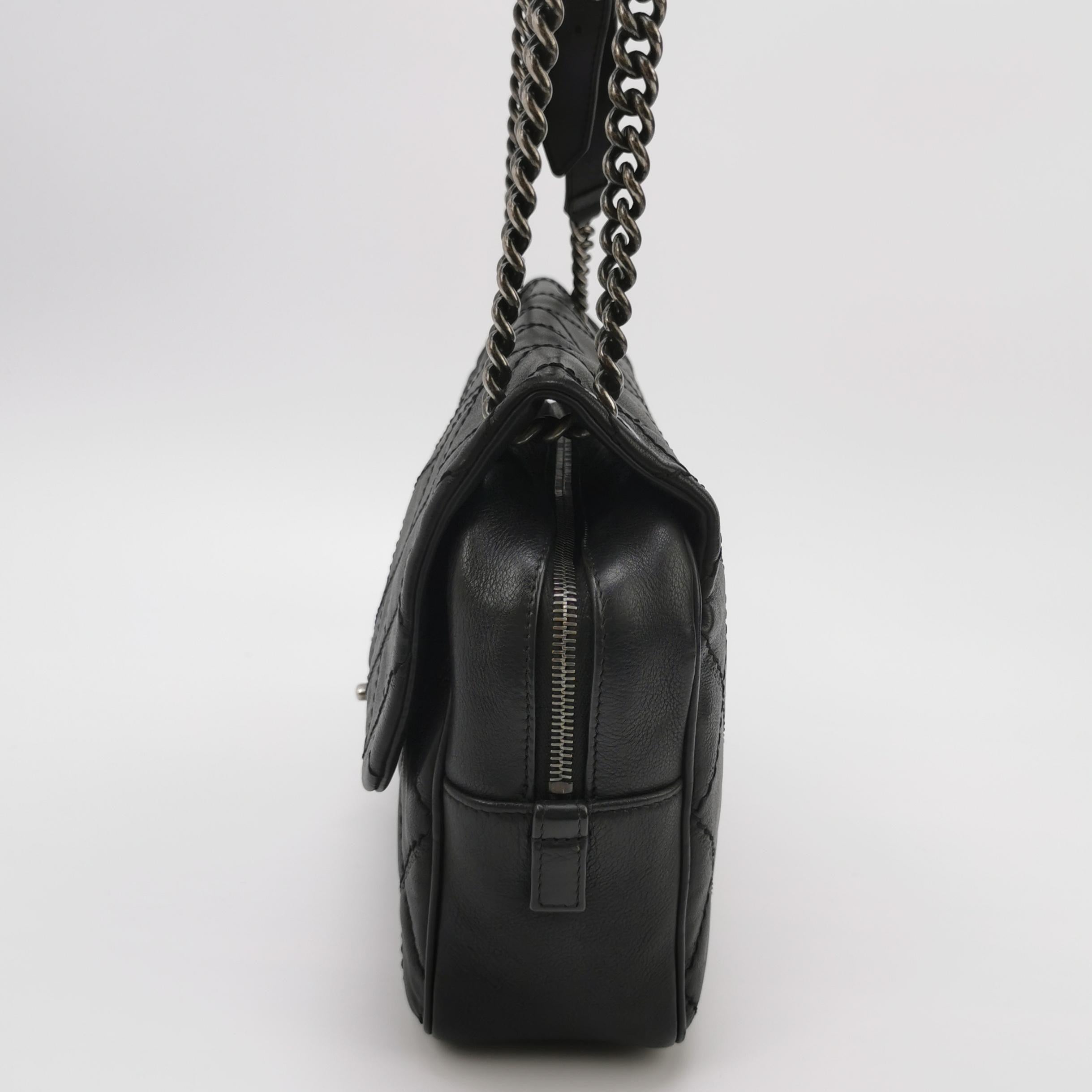 Chanel 2013 Paris-Edinburgh Large Black Flap Calfskin Leather Shoulder Bag - Image 3