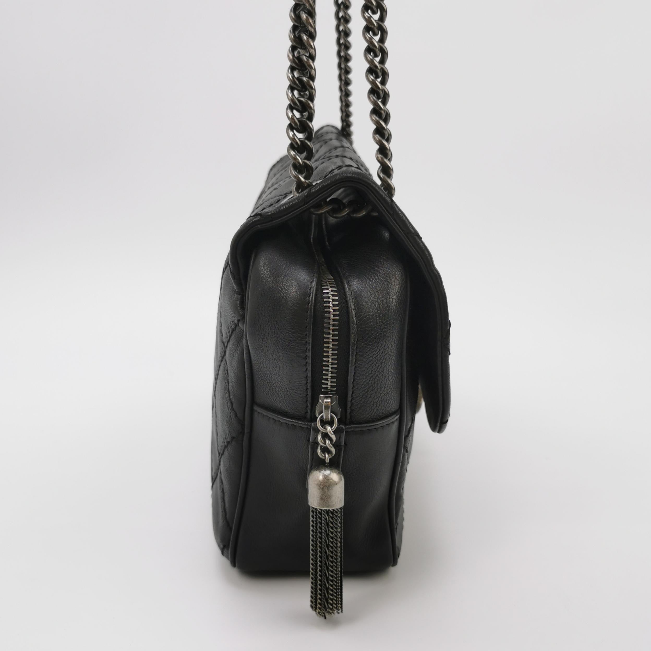 Chanel 2013 Paris-Edinburgh Large Black Flap Calfskin Leather Shoulder Bag - Image 2