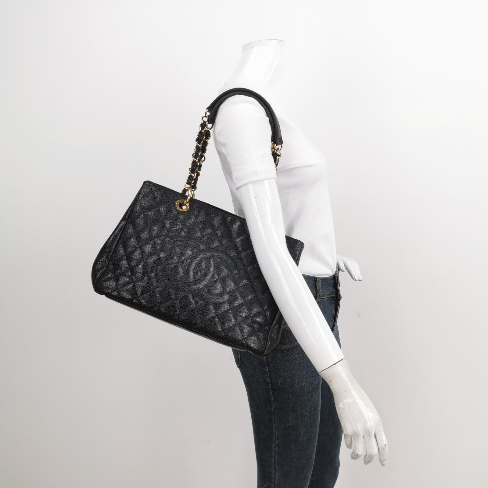 Chanel GST Grand Shopping Tote 2011 Black Caviar Leather PM Medium - Image 2