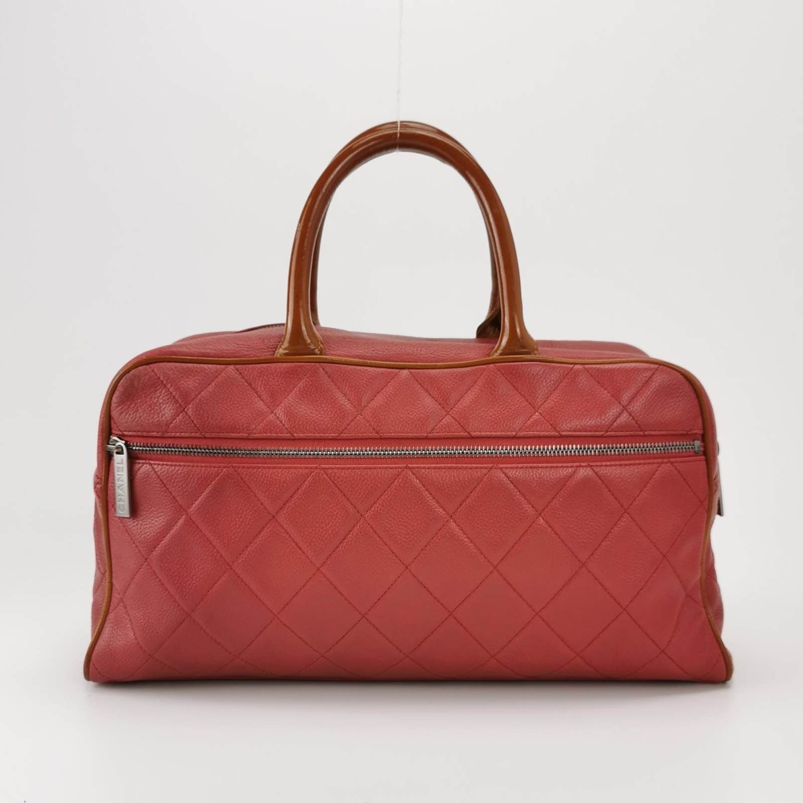 CHANEL Caviar Quilted Large Bowler Bag Red - Image 4