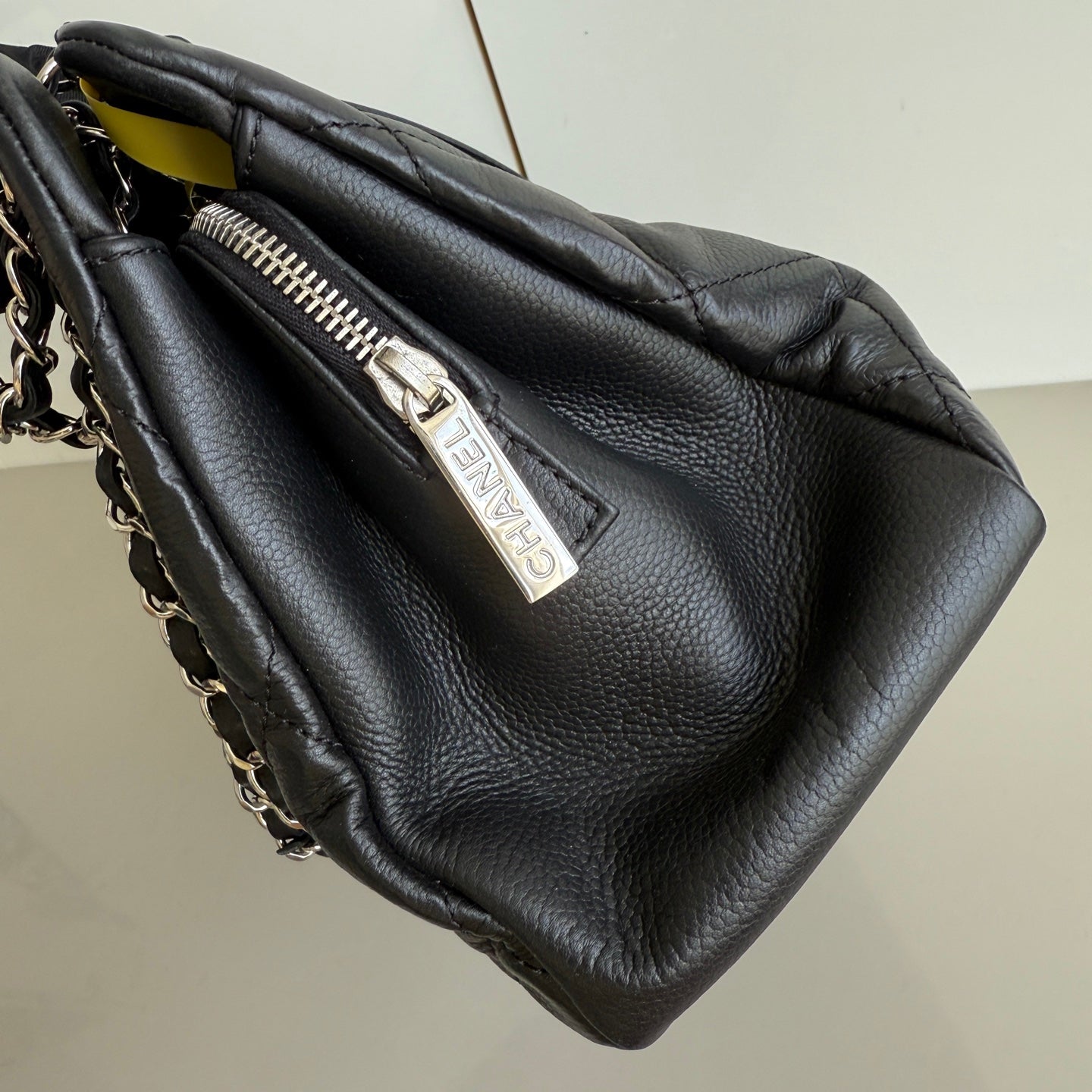 Chanel CC Logo Tote Black Soft Quilted Caviar Leather Silver Hardware 2011-2012 - Image 4