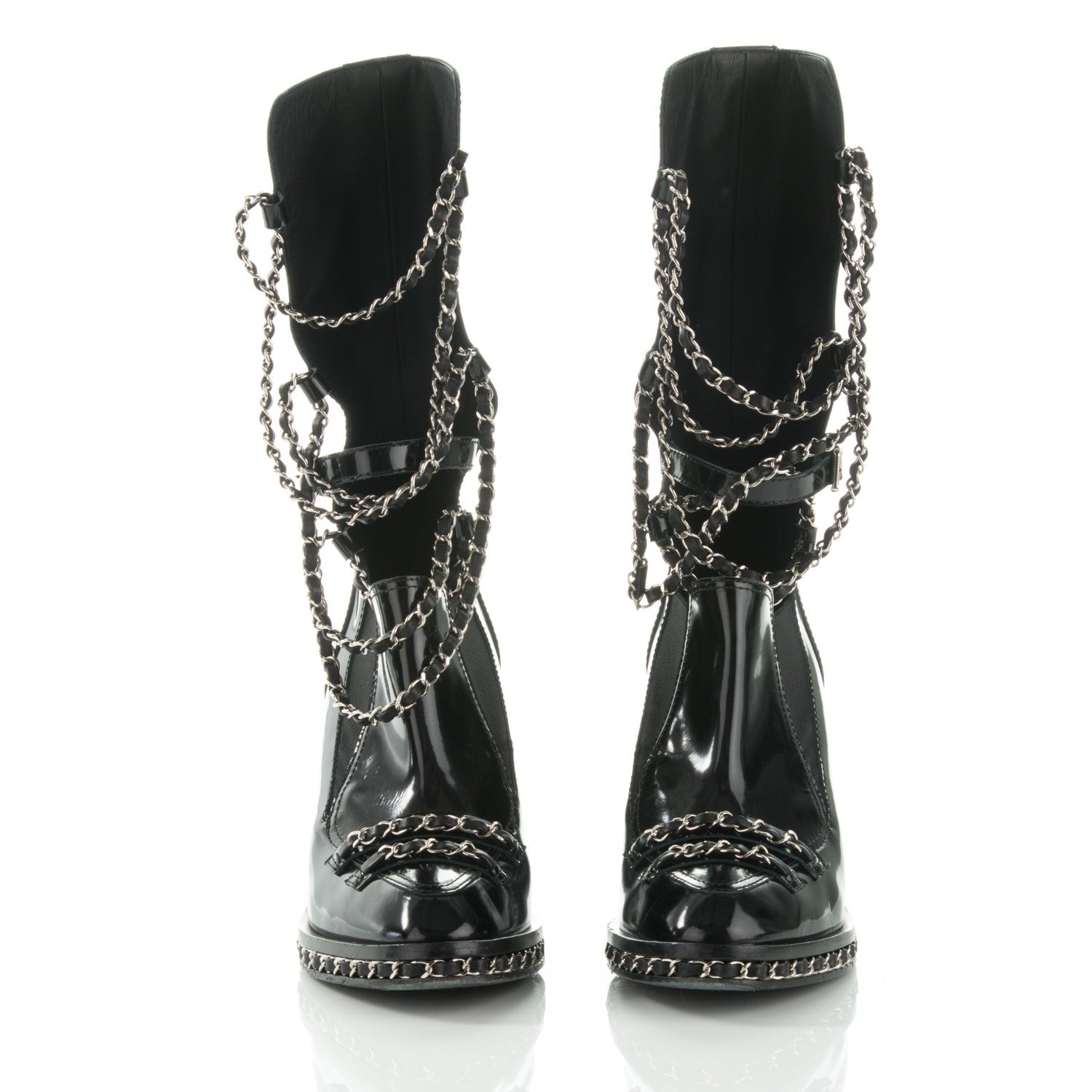 CHANEL CC RUNWAY GLAZED CHAIN OBSESSION BOOTS - Image 4