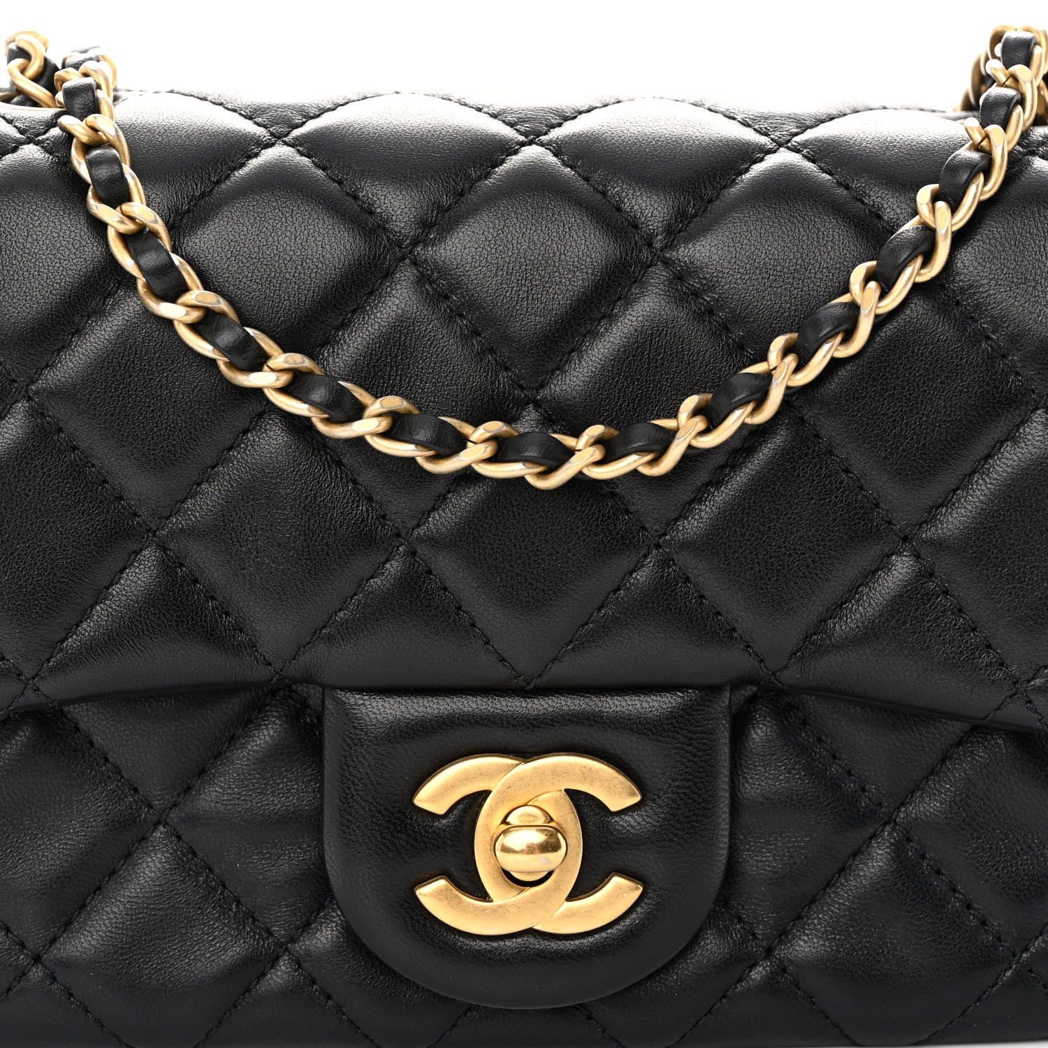CHANEL LAMBSKIN LEATHER MINI PEARL CRUSH SQUARE FLAP BAG - Image 3