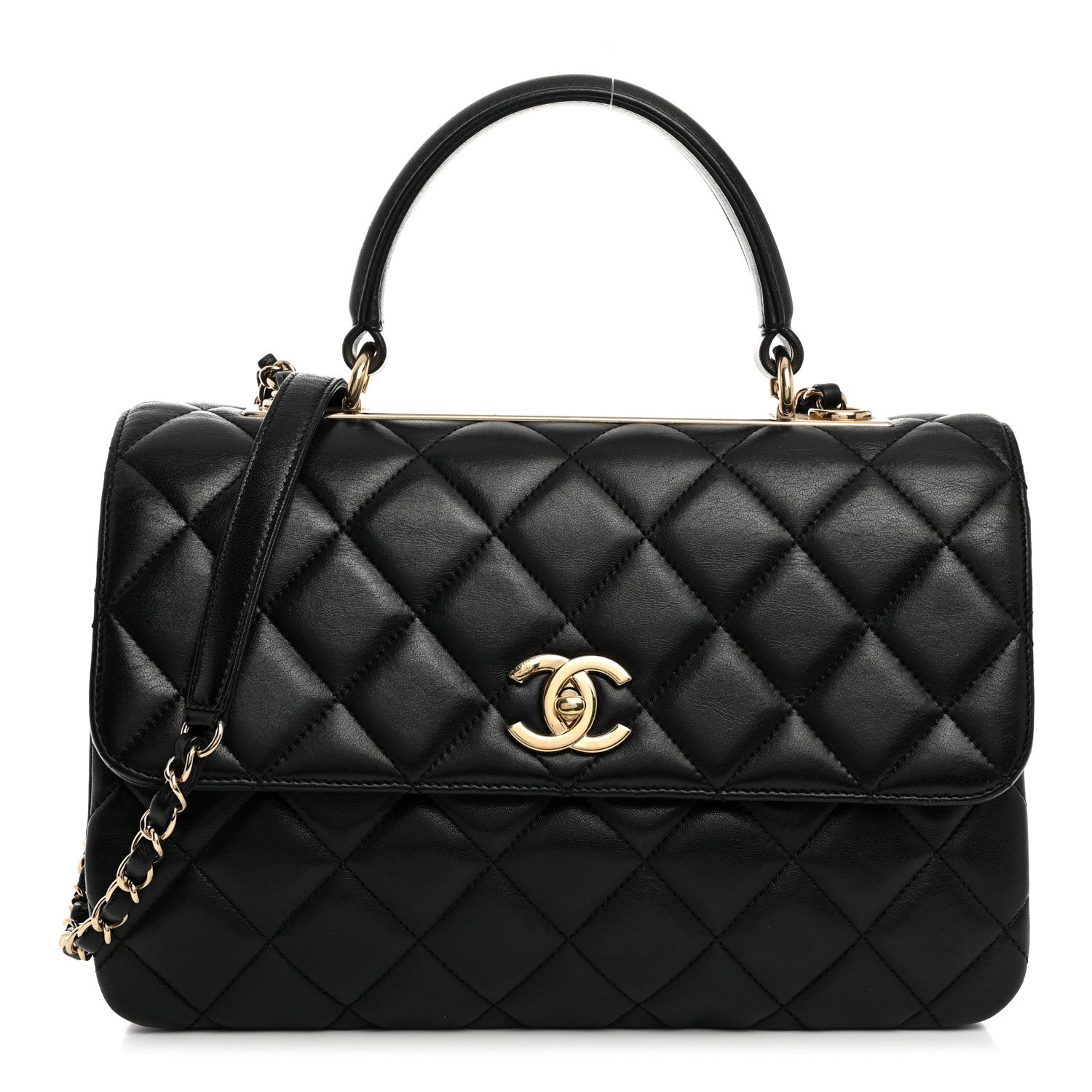 CHANEL QUILTED LAMBSKIN MEDIUM TRENDY CC HANDLE FLAP BAG - Image 2