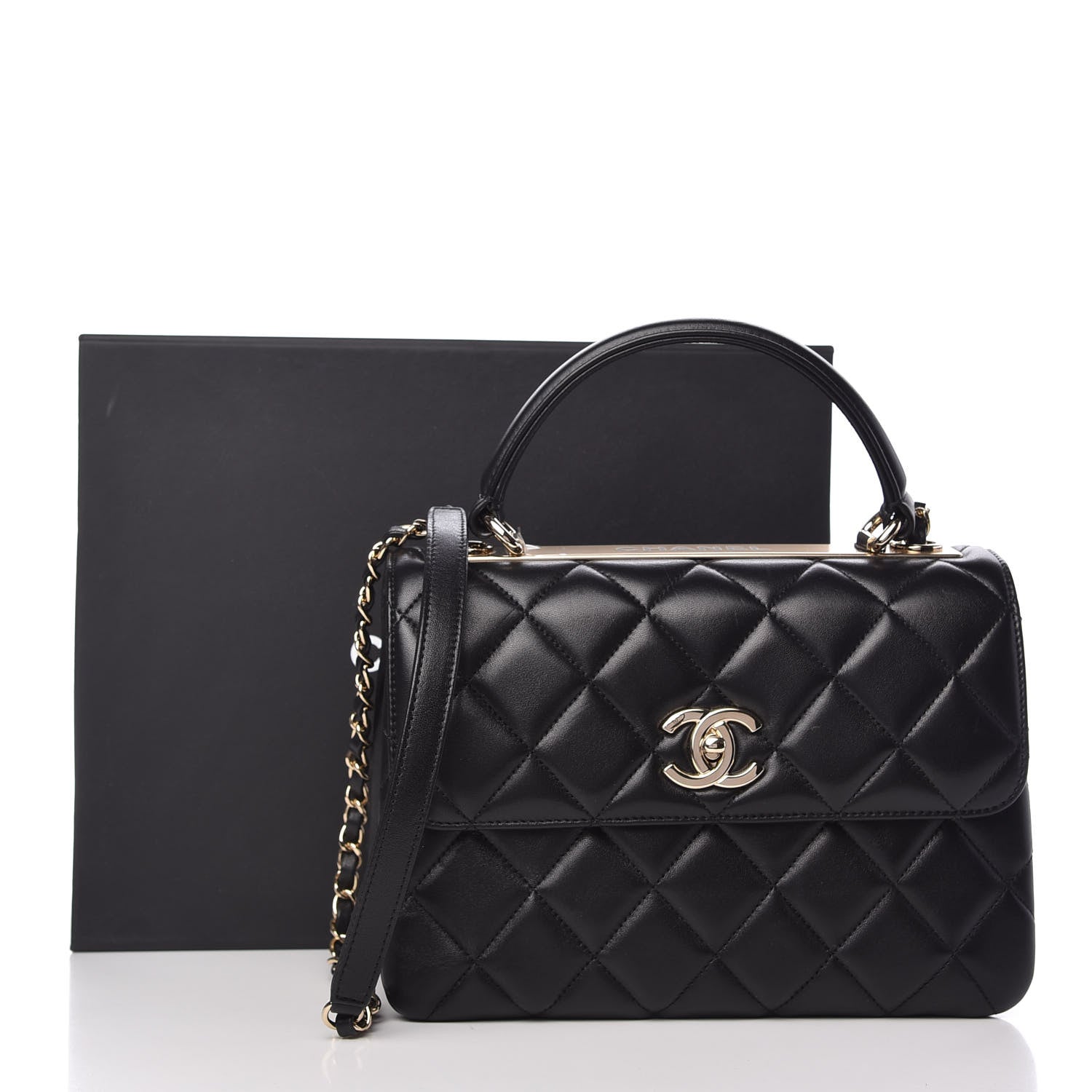 CHANEL QUILTED LAMBSKIN MEDIUM TRENDY CC HANDLE FLAP BAG - Image 4