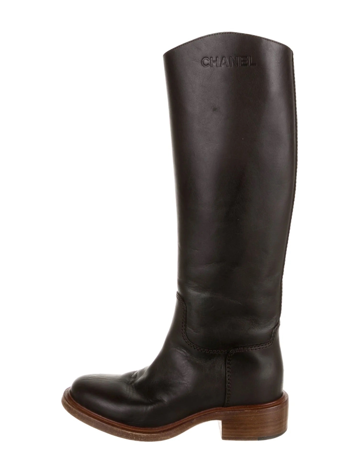CHANEL CALFSKIN LEATHER TALL RIDING BOOTS