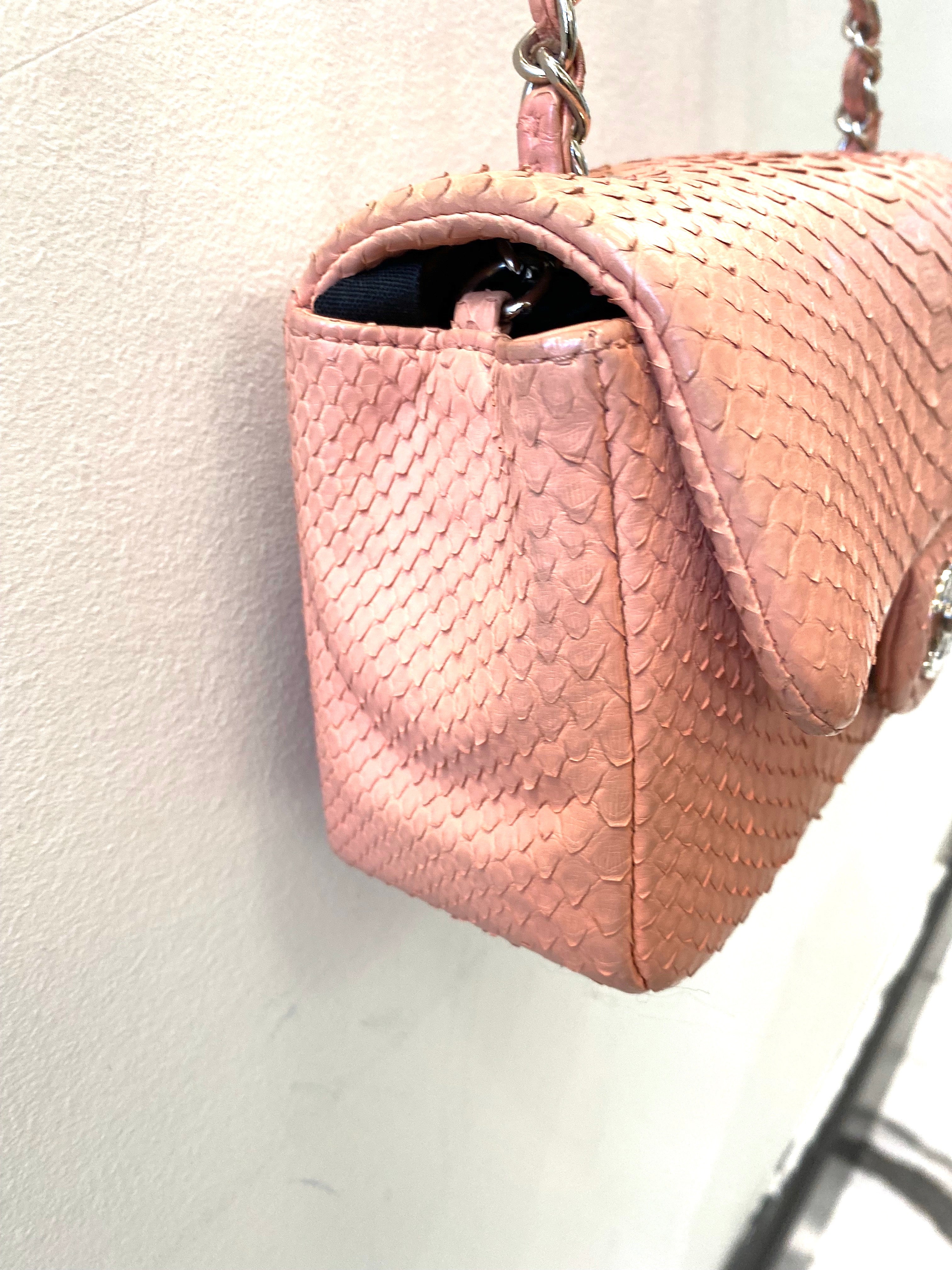 CHANEL PYTHON MINI FLAP BAG IN BUBBLEGUM PINK - Image 4