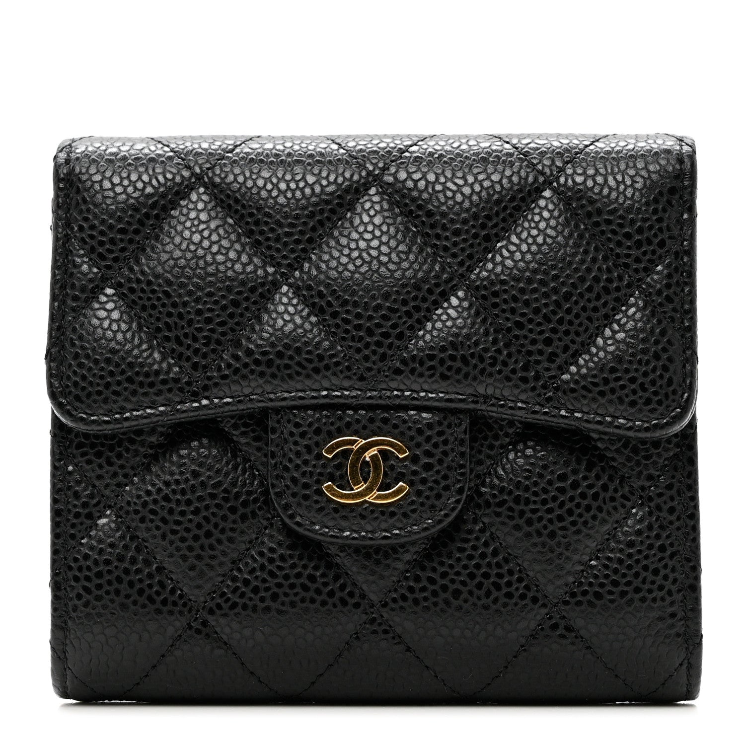 CHANEL CAVIAR QUILTED CC CLASSIC TRI-FOLD WALLET