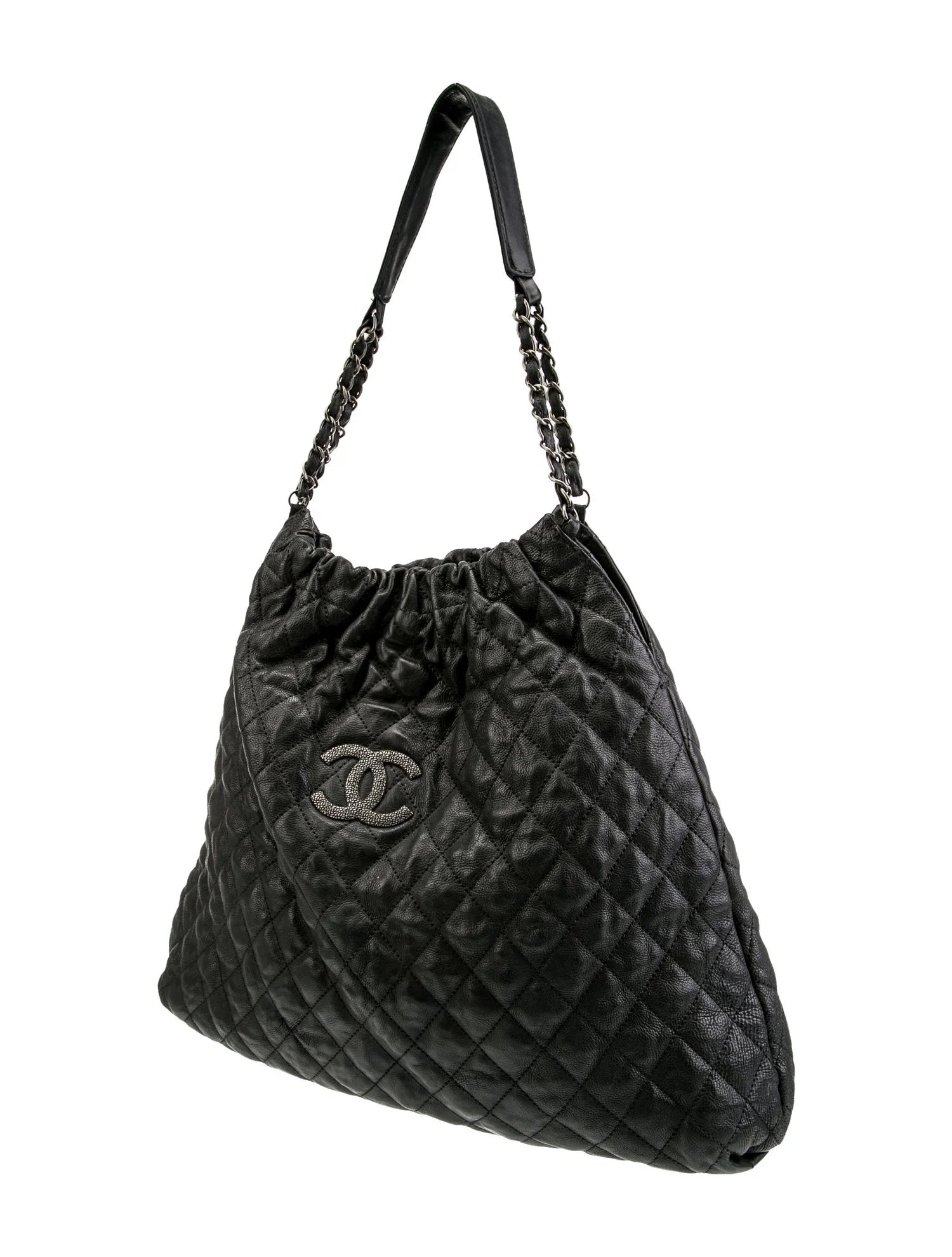 CHANEL GLAZED CAVIAR LEATHER QUILTED LARGE ELASTIC SHOULDER BAG - Image 2
