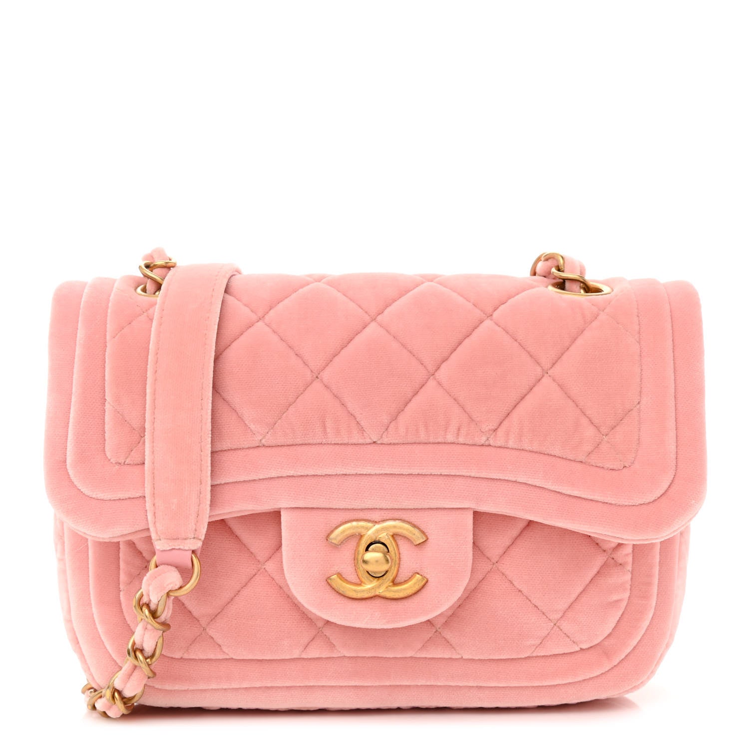 CHANEL QUILTED VELVET DOUBLE FRAME MINI FLAP BAG - Image 2