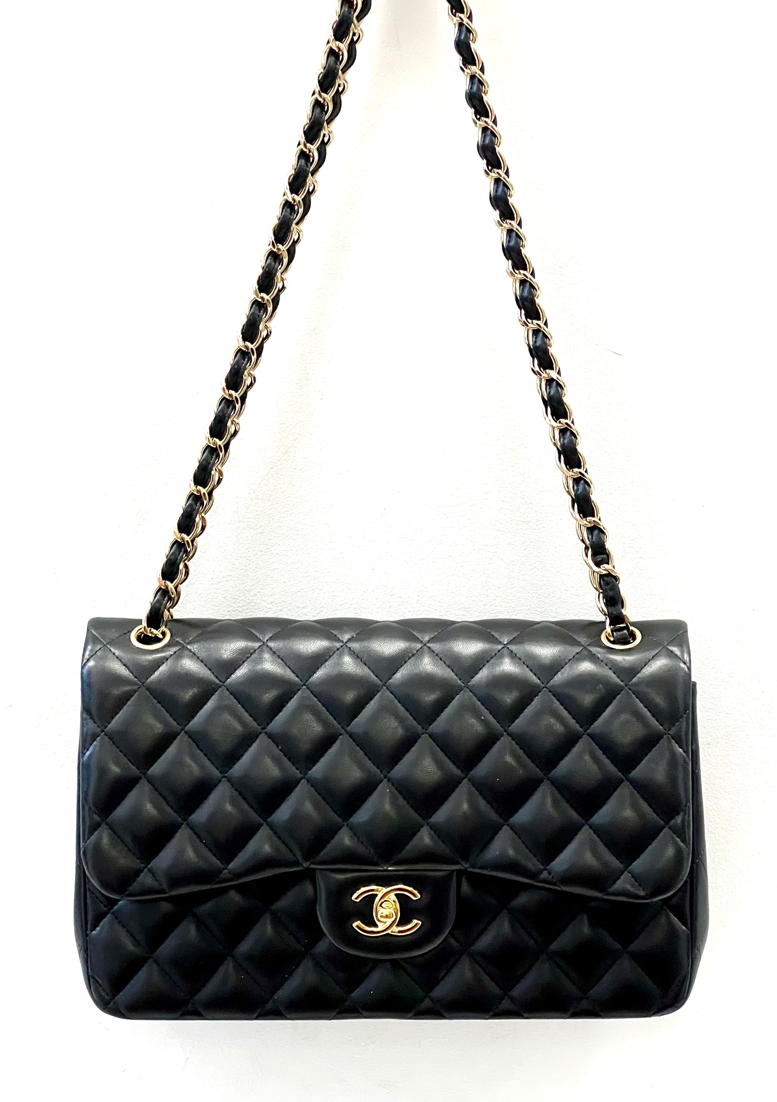 CHANEL QUILTED LAMBSKIN DOUBLE FLAP JUMBO BAG - Image 3