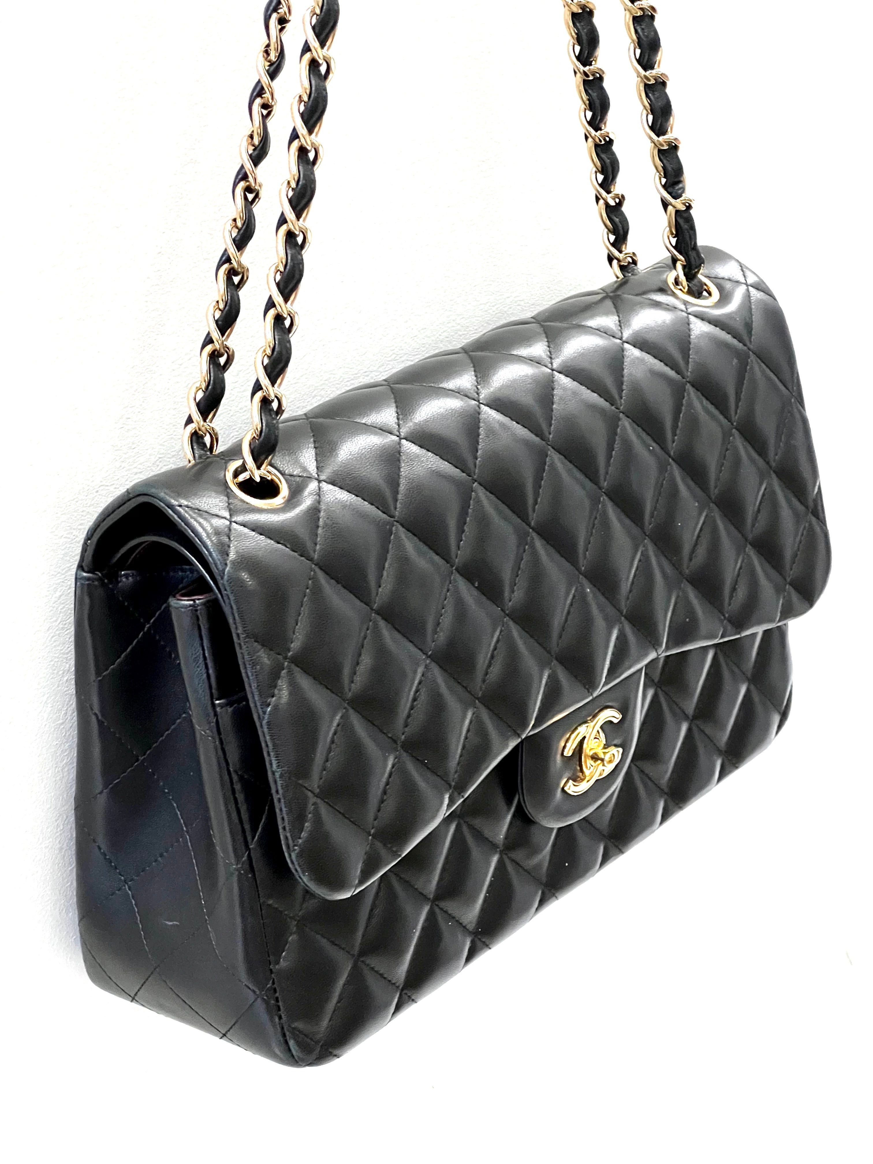 CHANEL QUILTED LAMBSKIN DOUBLE FLAP JUMBO BAG - Image 4