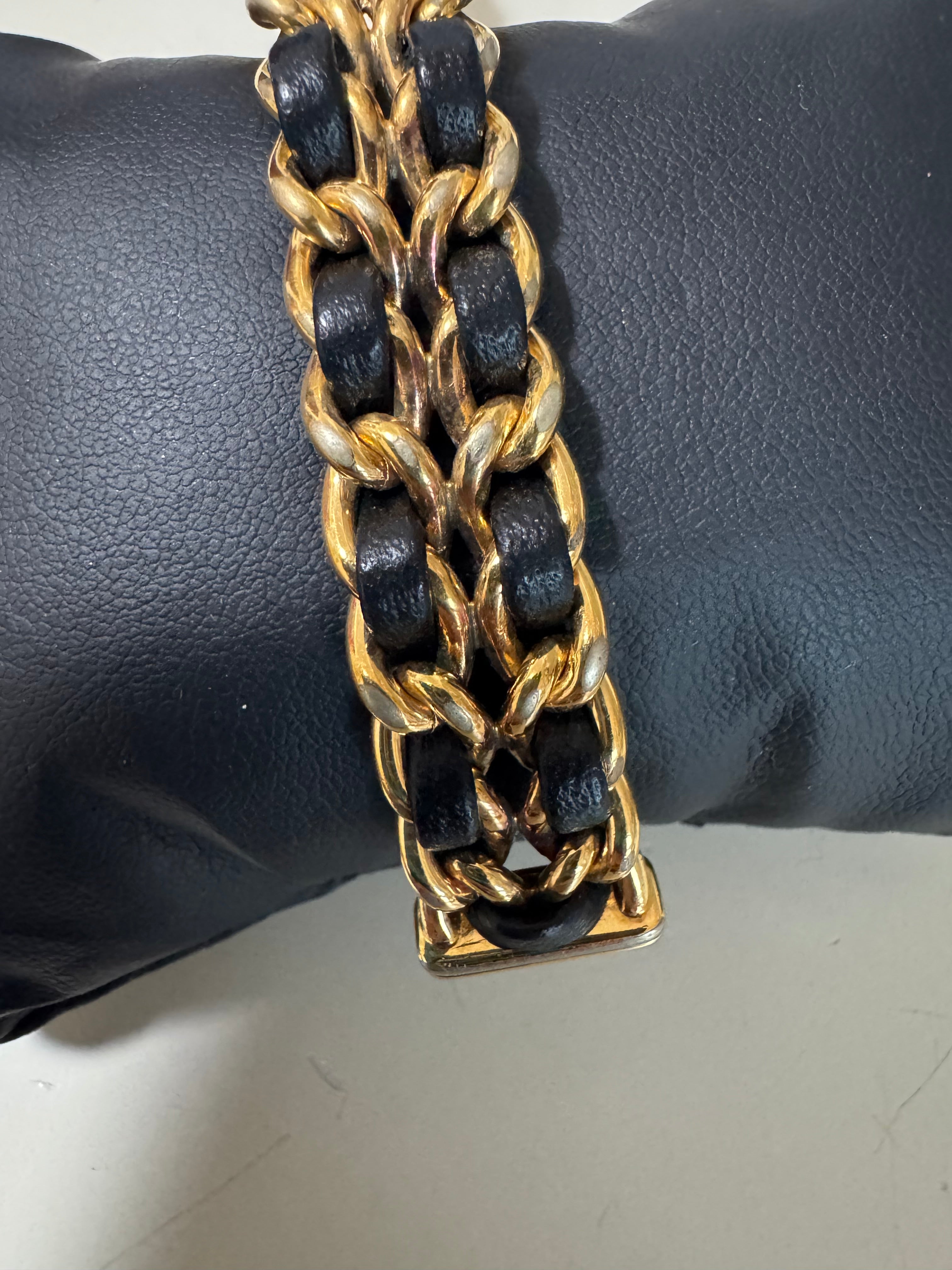 CHANEL 1987 Vintage PREMIERE Watch M Black Leather and 24KT Yellow Gold Plated - Image 4