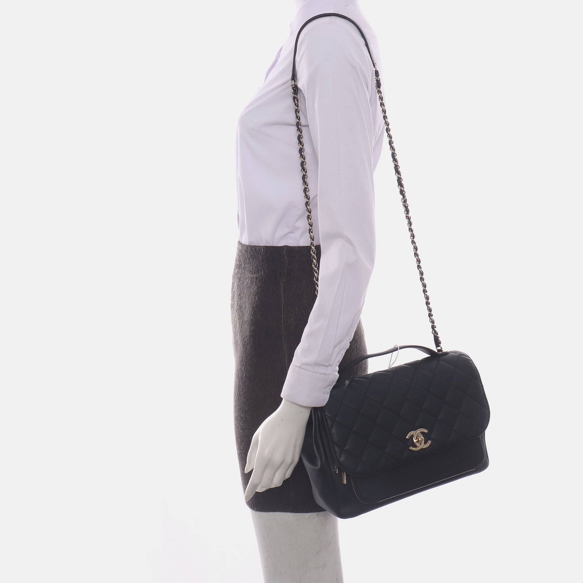 Chanel Business Affinity Large Black Caviar Leather Top Handle Crossbody Bag - Image 2