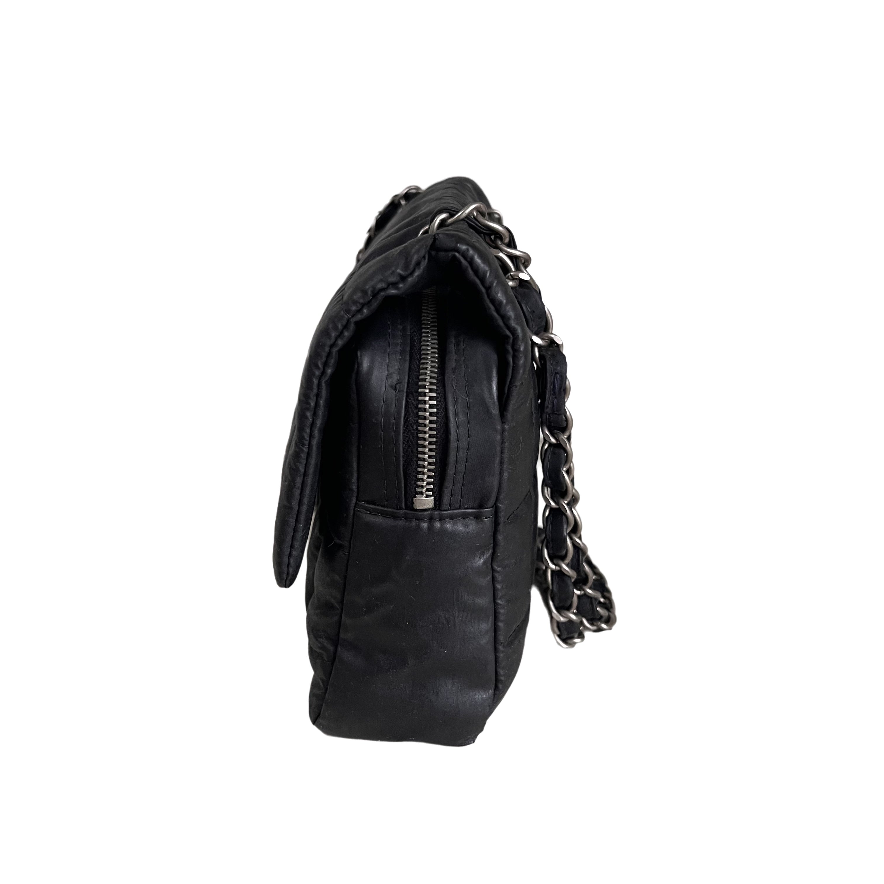 CHANEL Nylon Square Quilted Flap Bag Black Puffer Curved Bottom - Image 2