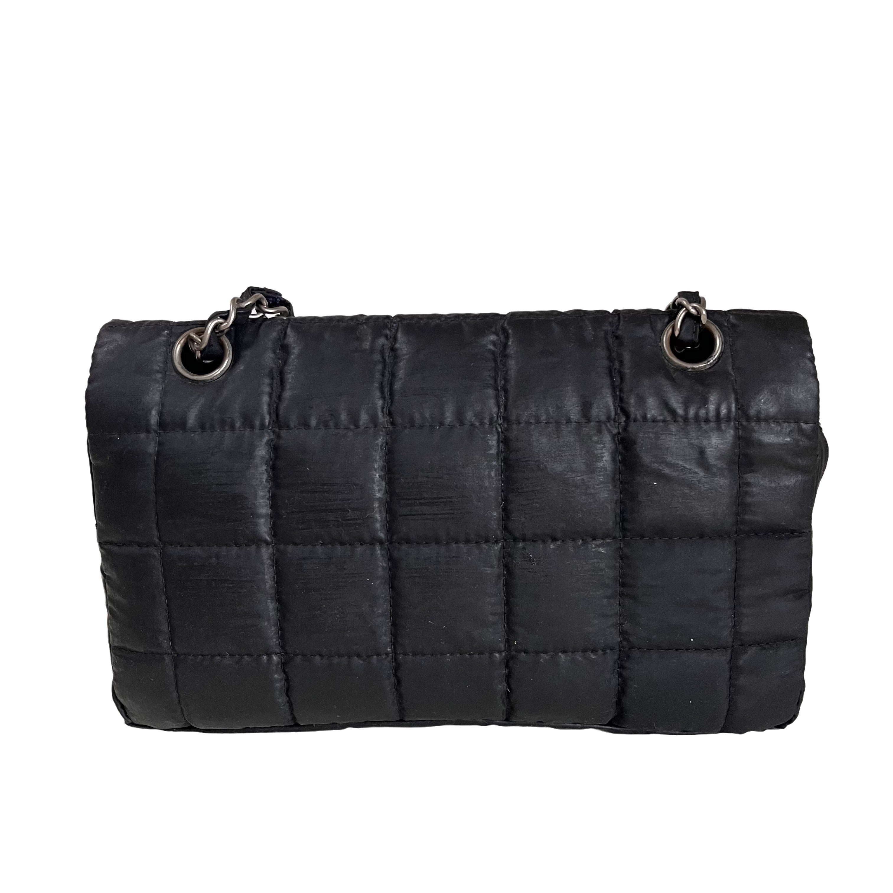 CHANEL Nylon Square Quilted Flap Bag Black Puffer Curved Bottom - Image 3