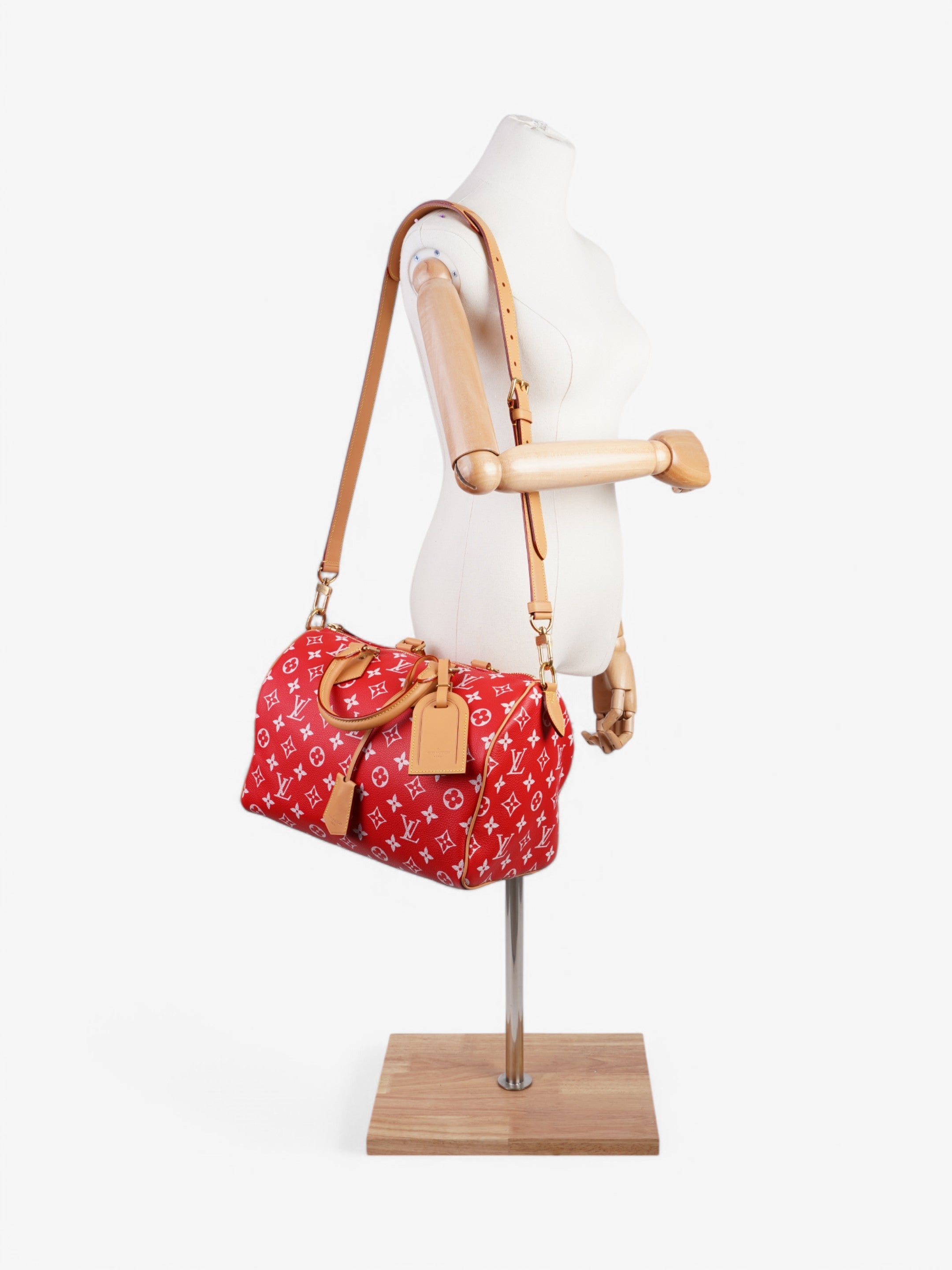 Louis Vuitton Speedy P9 Bandoulière Red Monogram Calfskin Leather 30 - Image 2