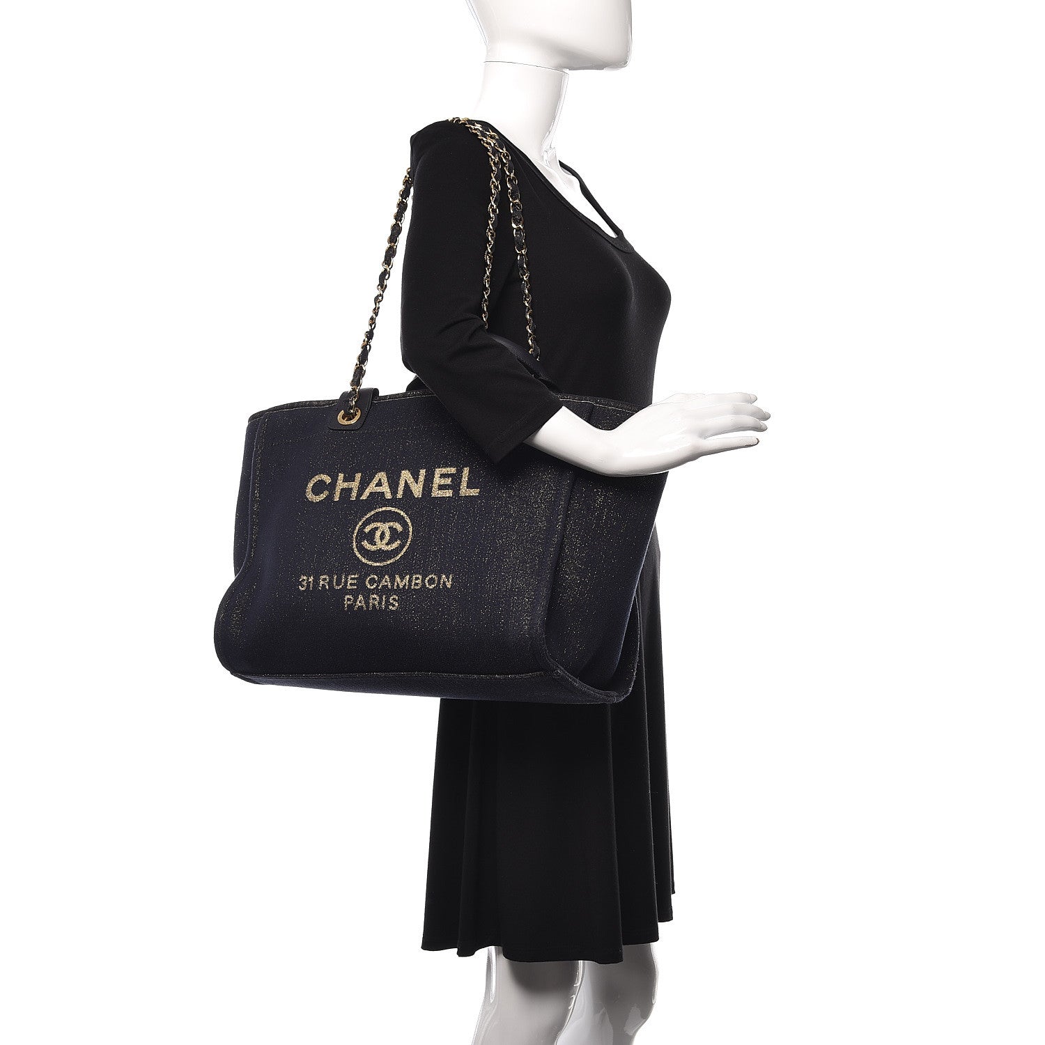 CHANEL LUREX CANVAS MEDIUM DEAUVILLE TOTE - Image 4
